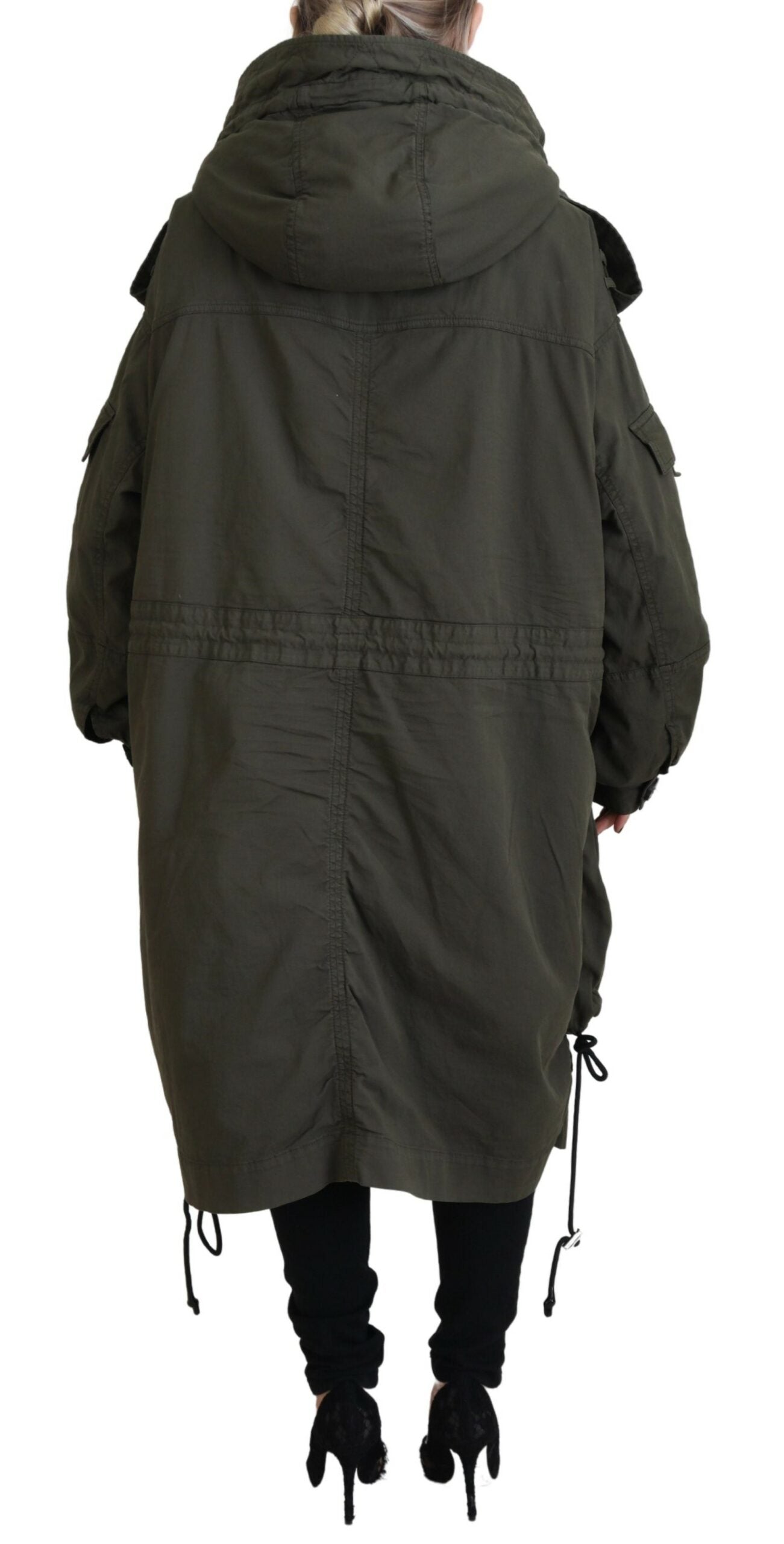 Dsquared² Green Hooded Full Zip Long Parka Coat Jacket | Regal Royce