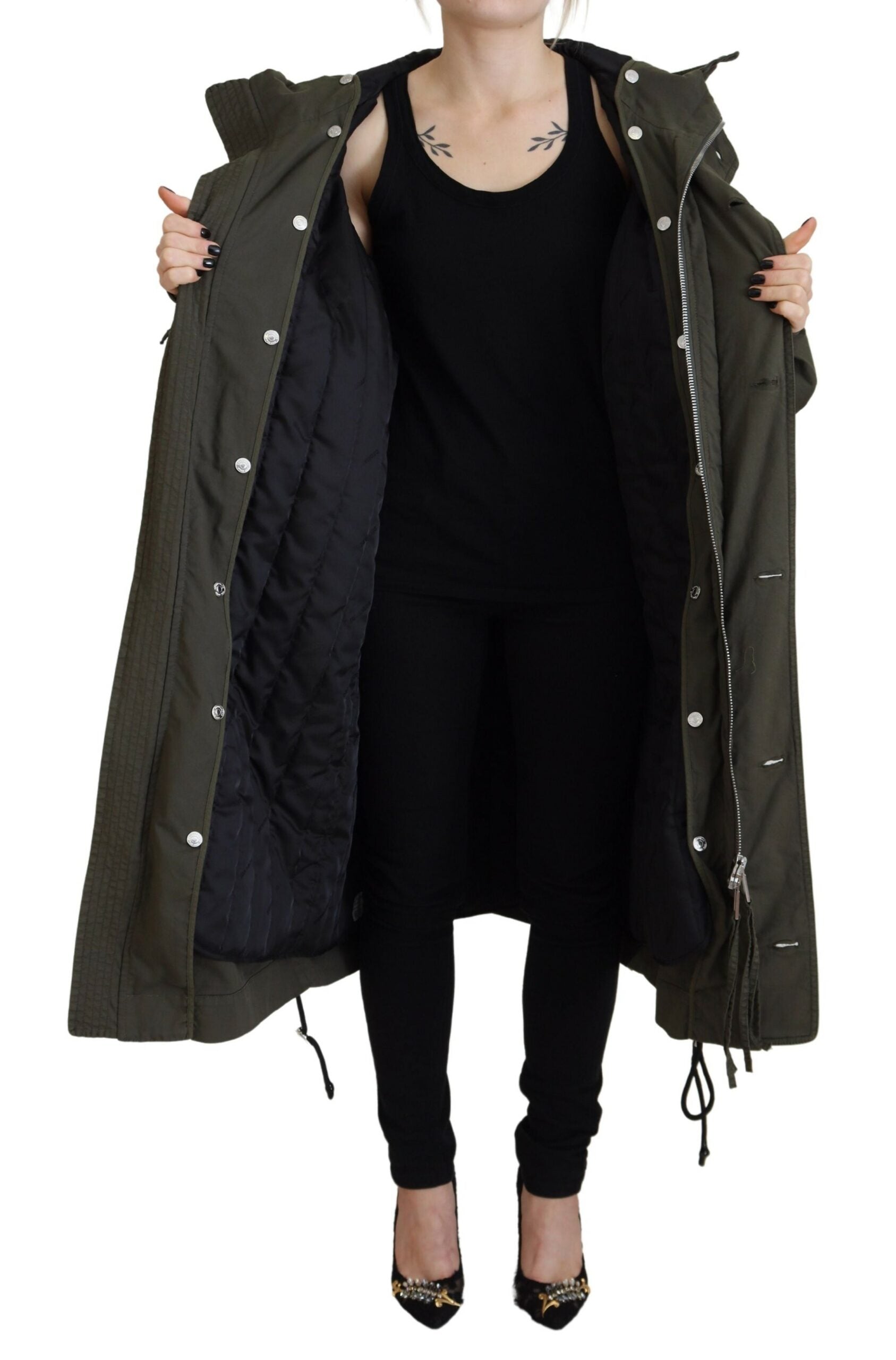Dsquared² Green Hooded Full Zip Long Parka Coat Jacket | Regal Royce