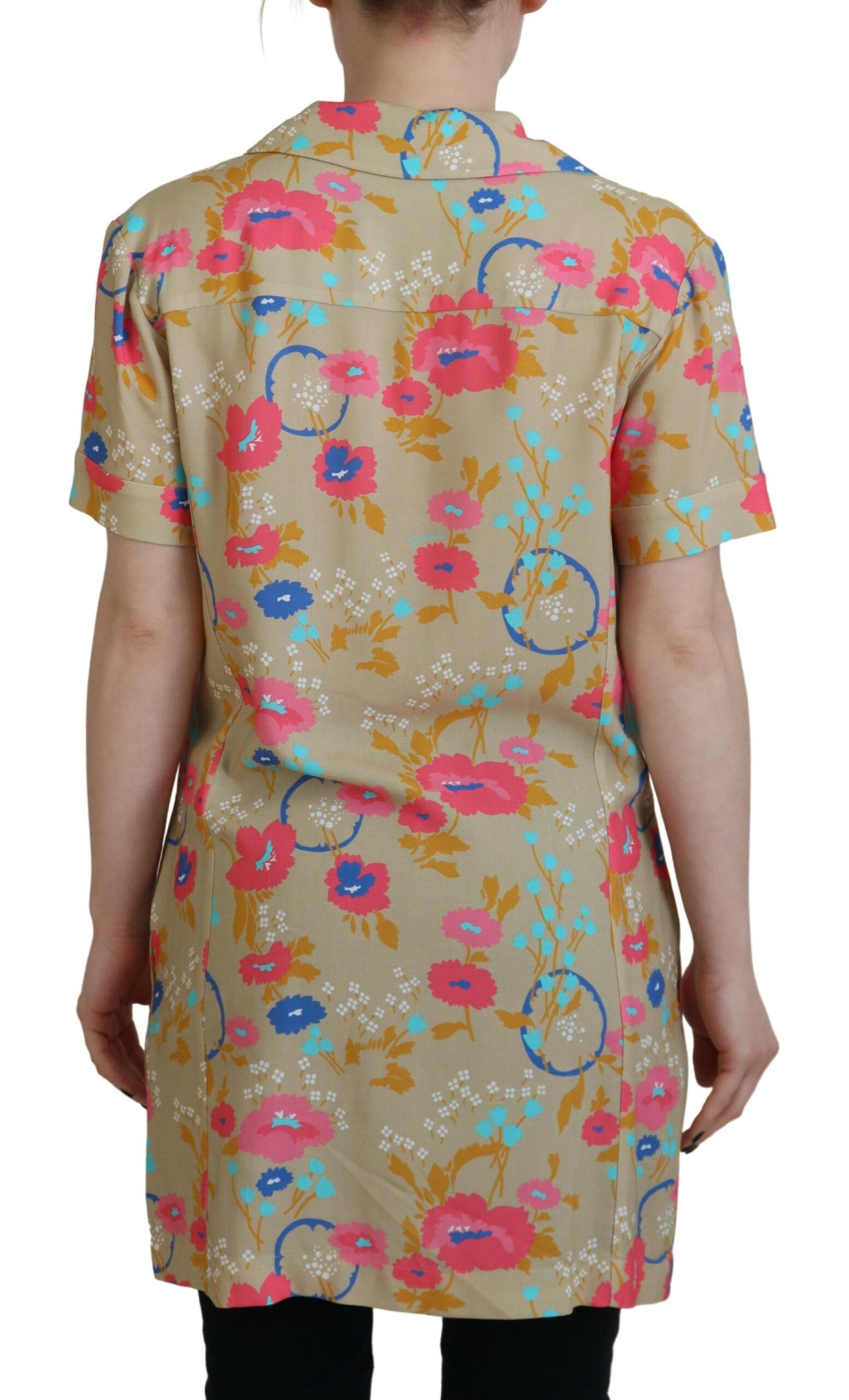 Dsquared² Multicolor Printed Collared Button Front Long Blouse Top | Regal Royce