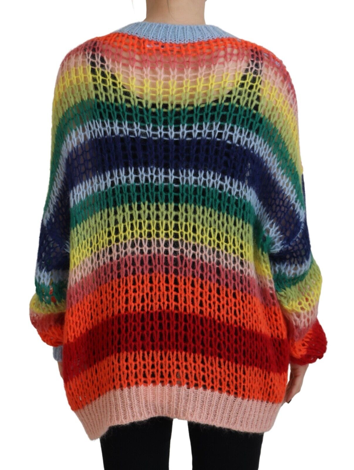 Dsquared² Multicolor Knitted Mohair Crewneck Pullover Sweater | Regal Royce