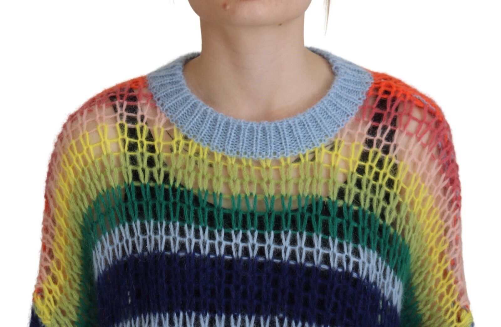 Dsquared² Multicolor Knitted Mohair Crewneck Pullover Sweater | Regal Royce