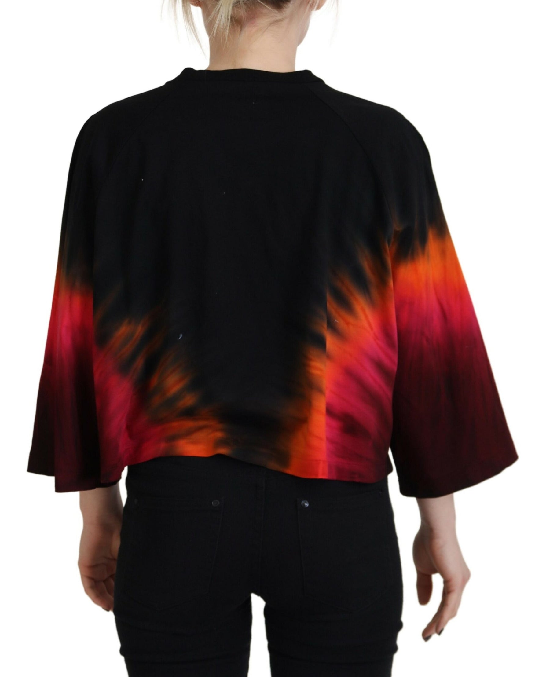 Dsquared² Black Cotton Tie Dye Crew Neck Casual Top | Regal Royce