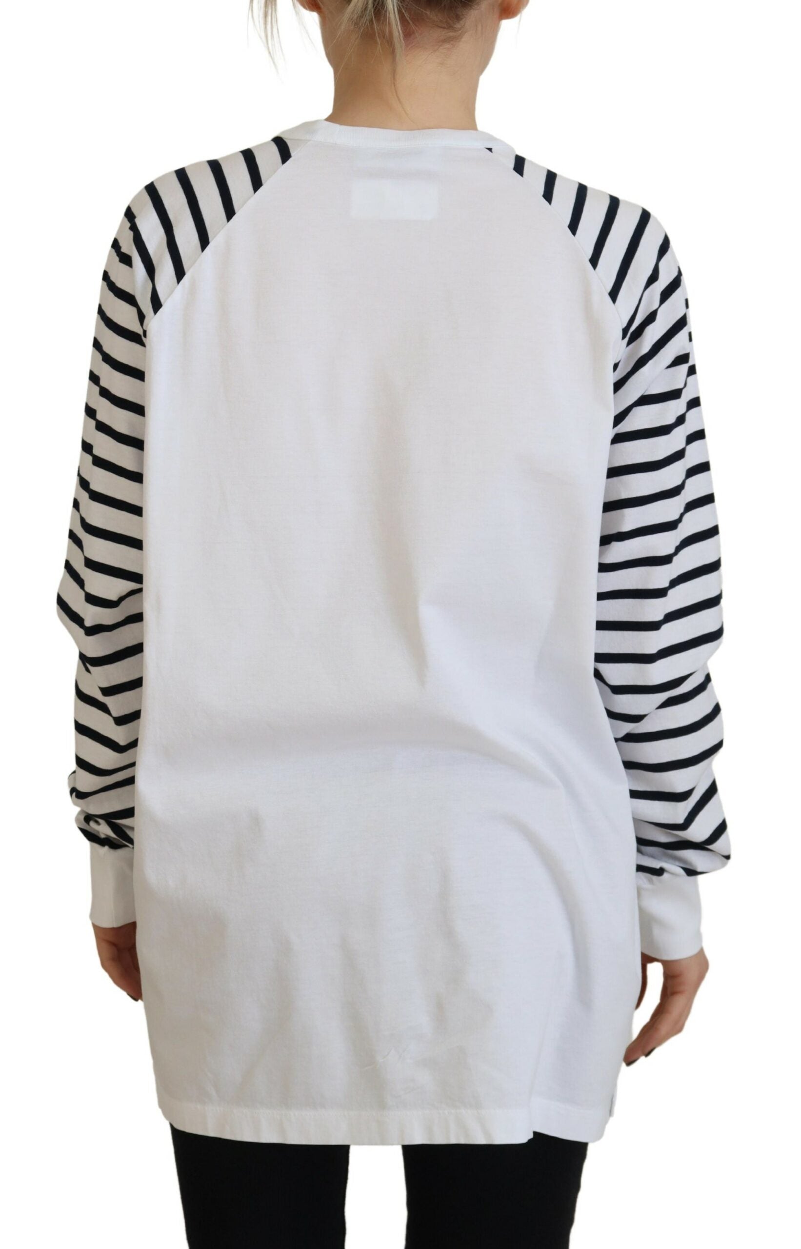 Dsquared² White Cotton Striped Crew Neck Short Sleeve Sweater | Regal Royce