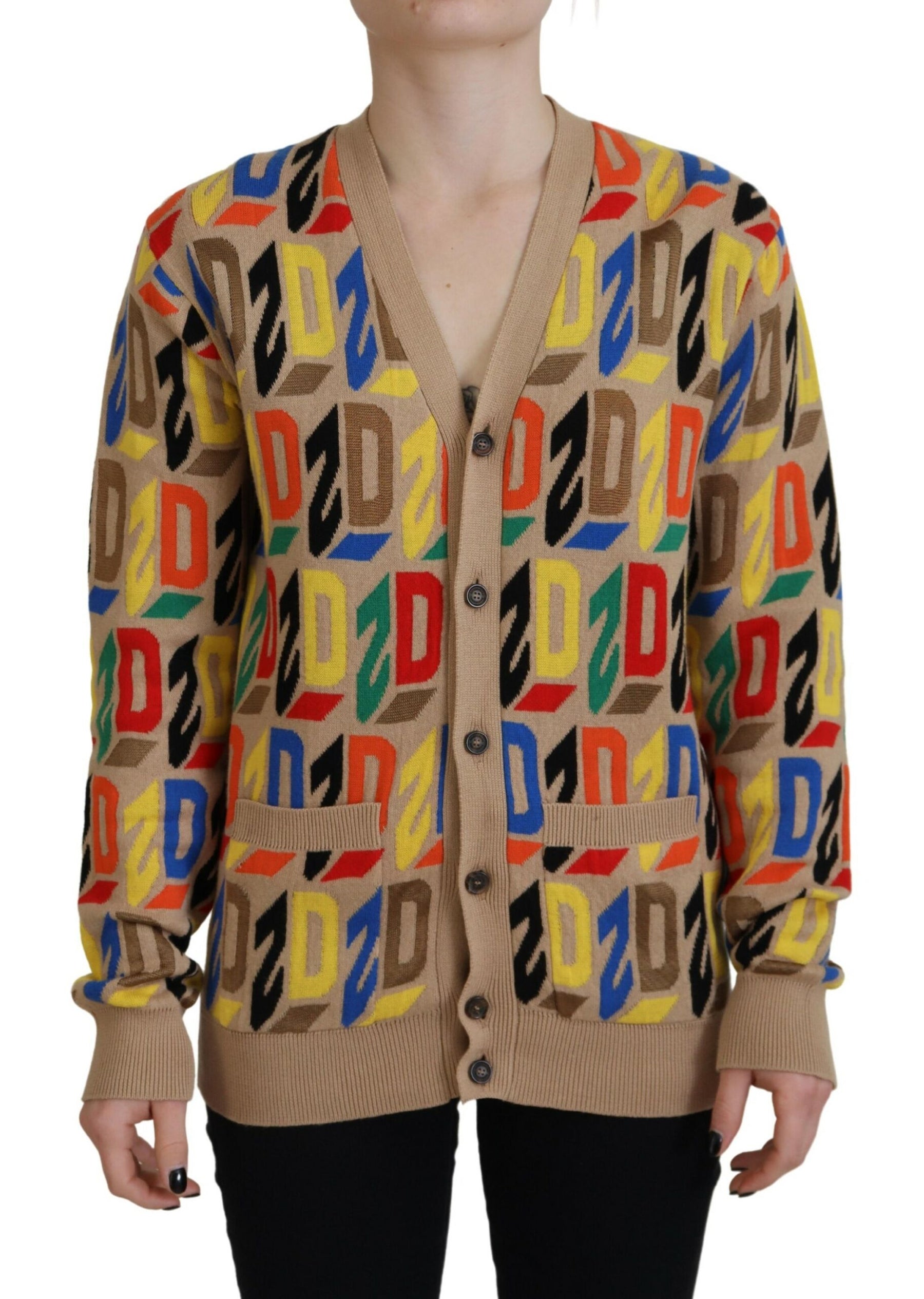 Dsquared² Brown Logo Long Sleeve Women Cardigan Sweater | Regal Royce