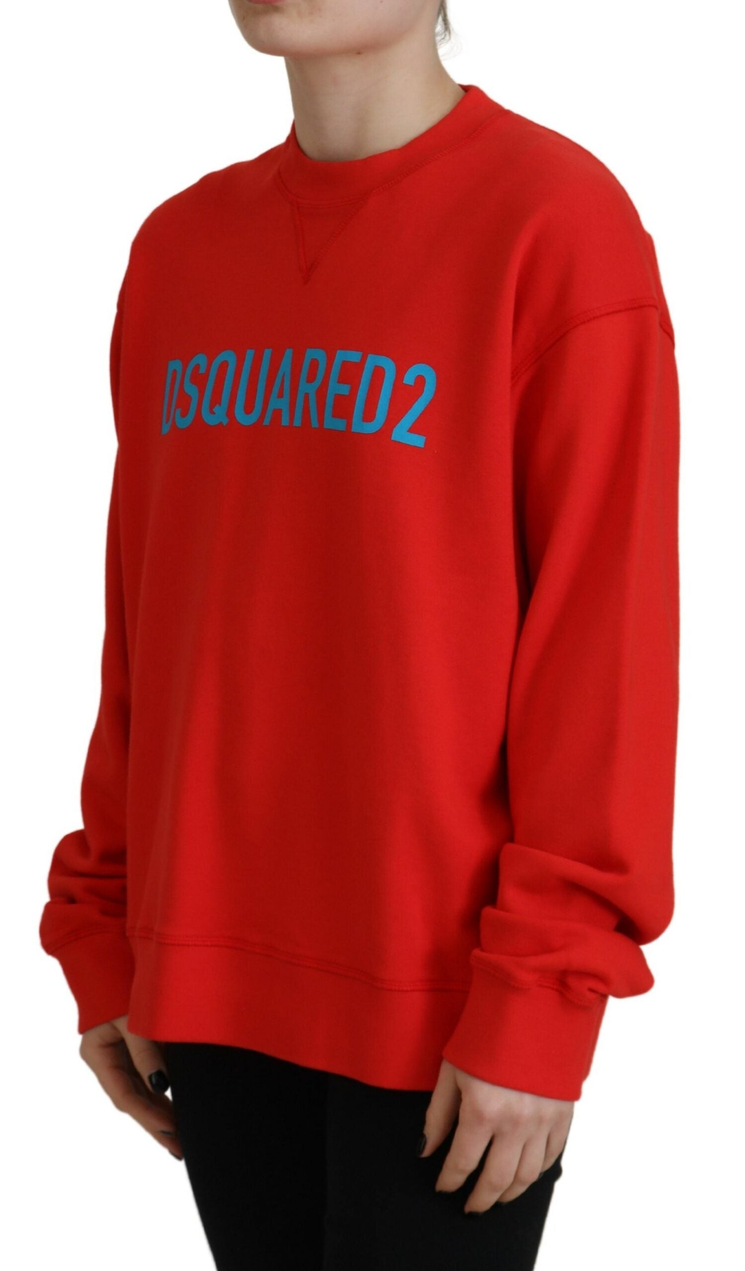 Dsquared² Red Cotton Printed Crew Neck Long Sleeve Sweater | Regal Royce