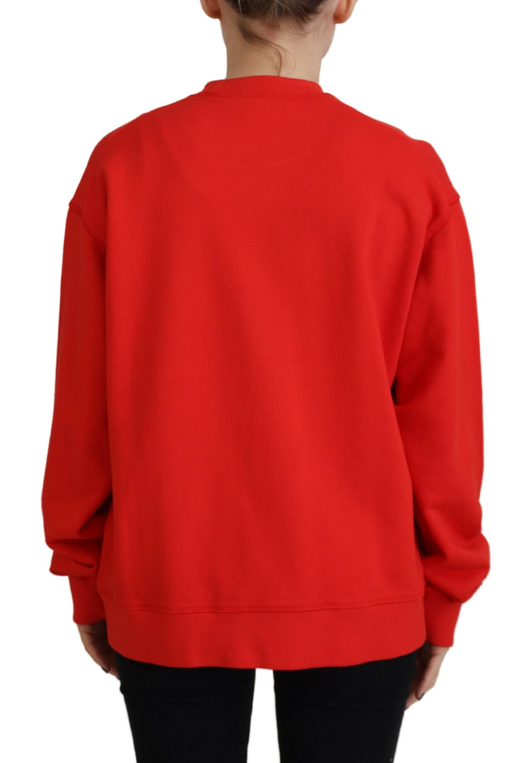 Dsquared² Red Cotton Printed Crew Neck Long Sleeve Sweater | Regal Royce