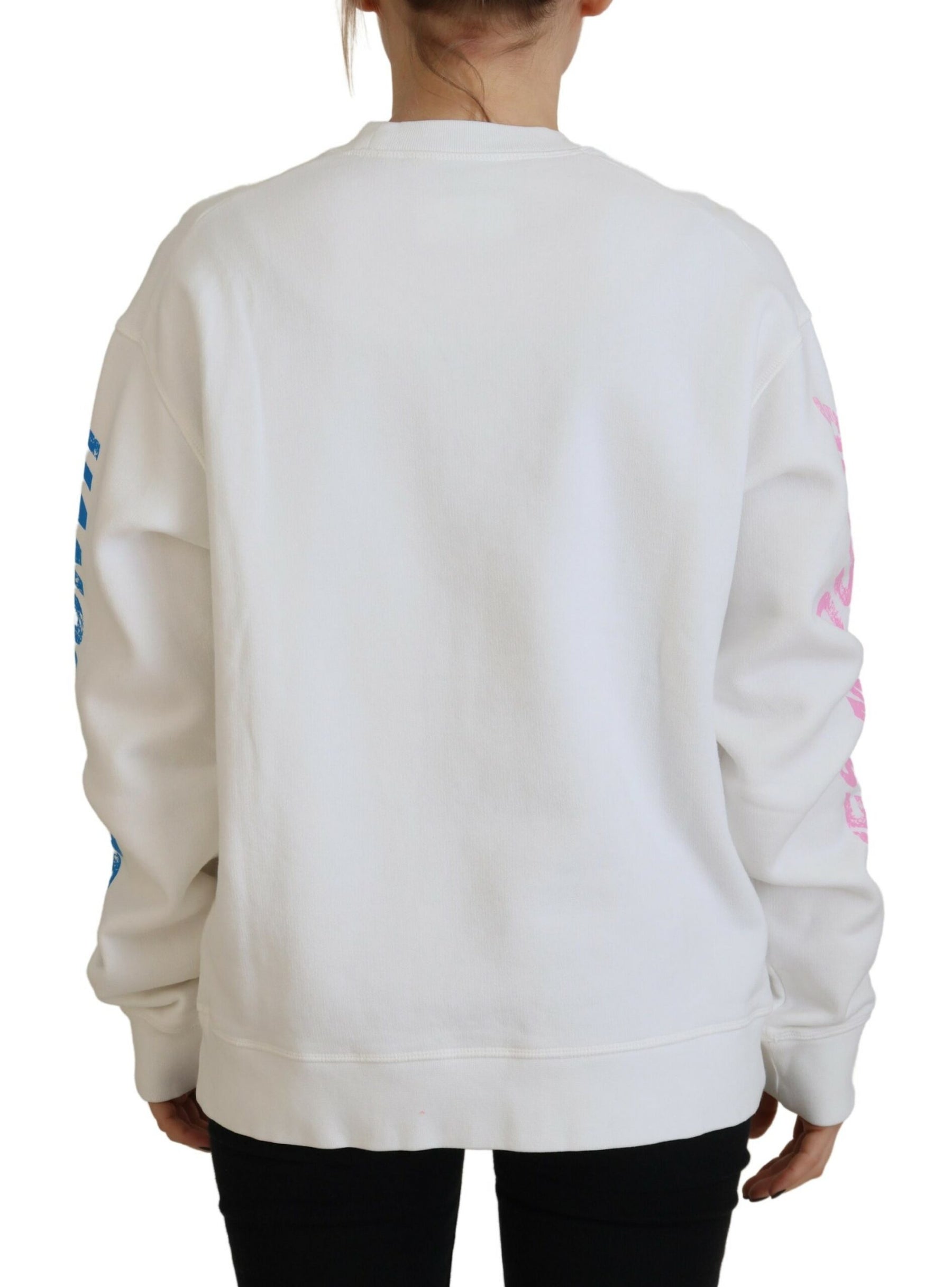 Dsquared² White Cotton Printed Women Long Sleeve Sweater | Regal Royce