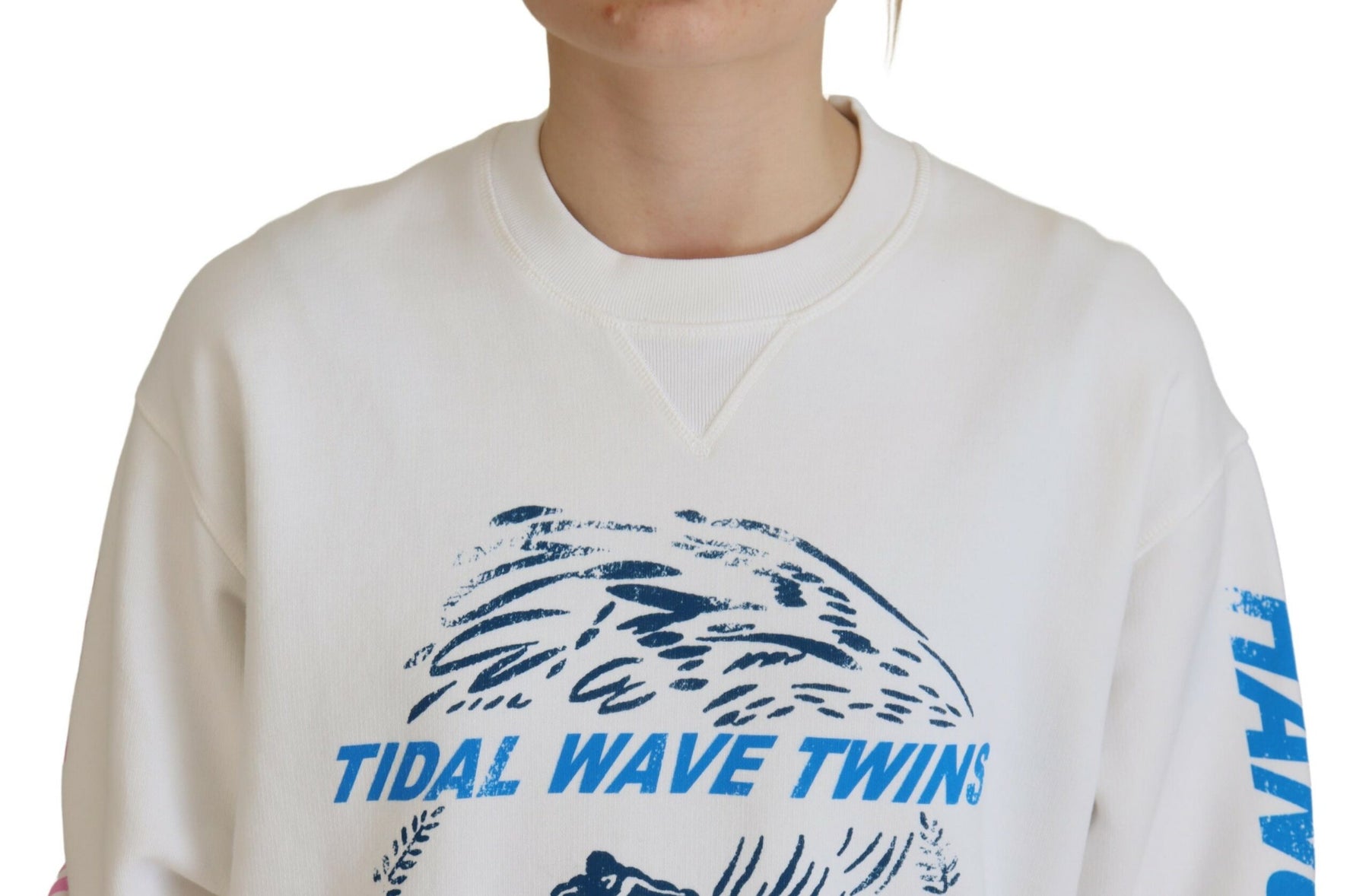 Dsquared² White Cotton Printed Women Long Sleeve Sweater | Regal Royce