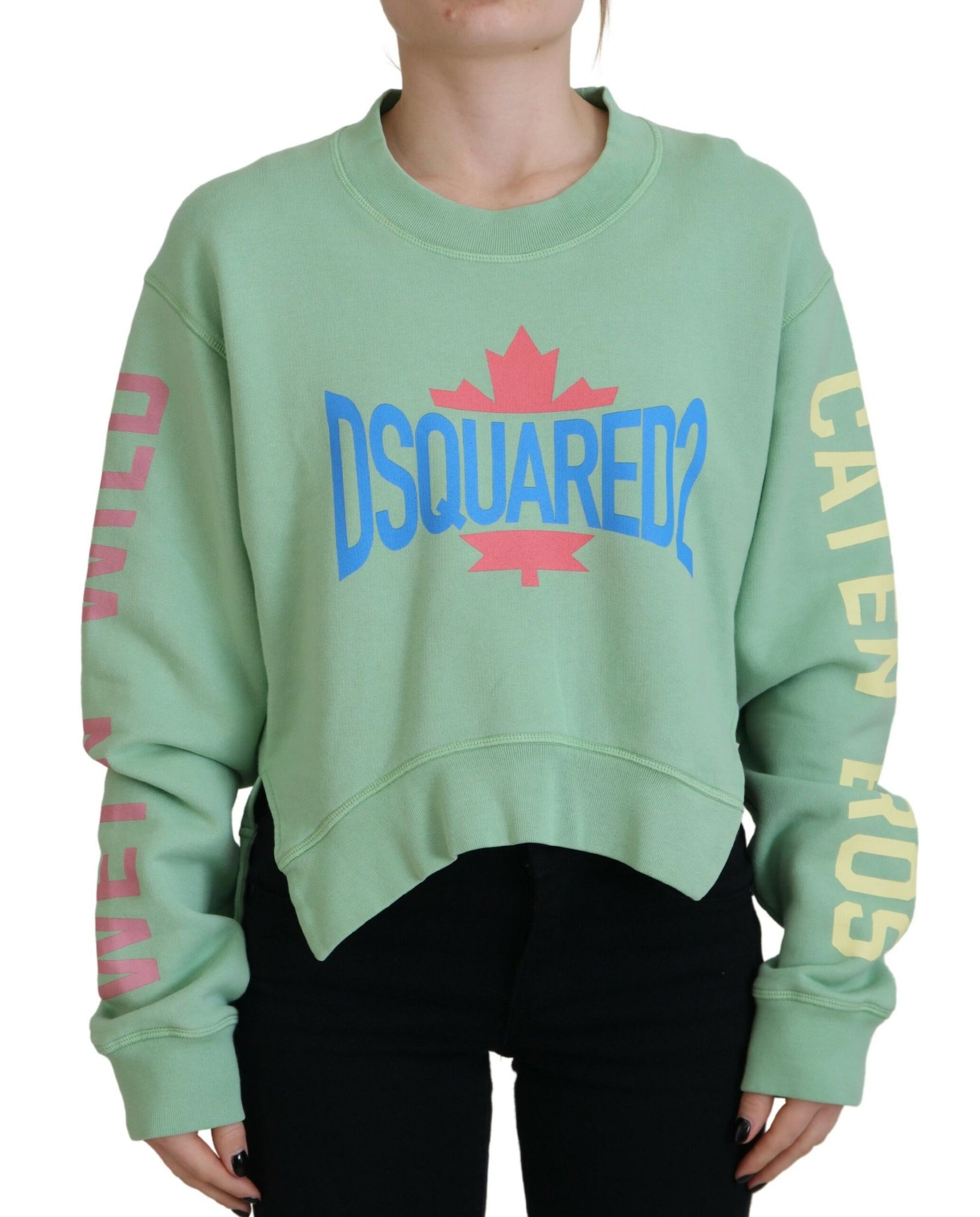 Dsquared² Green Logo Printed Crew Neck Long Sleeve Sweater | Regal Royce