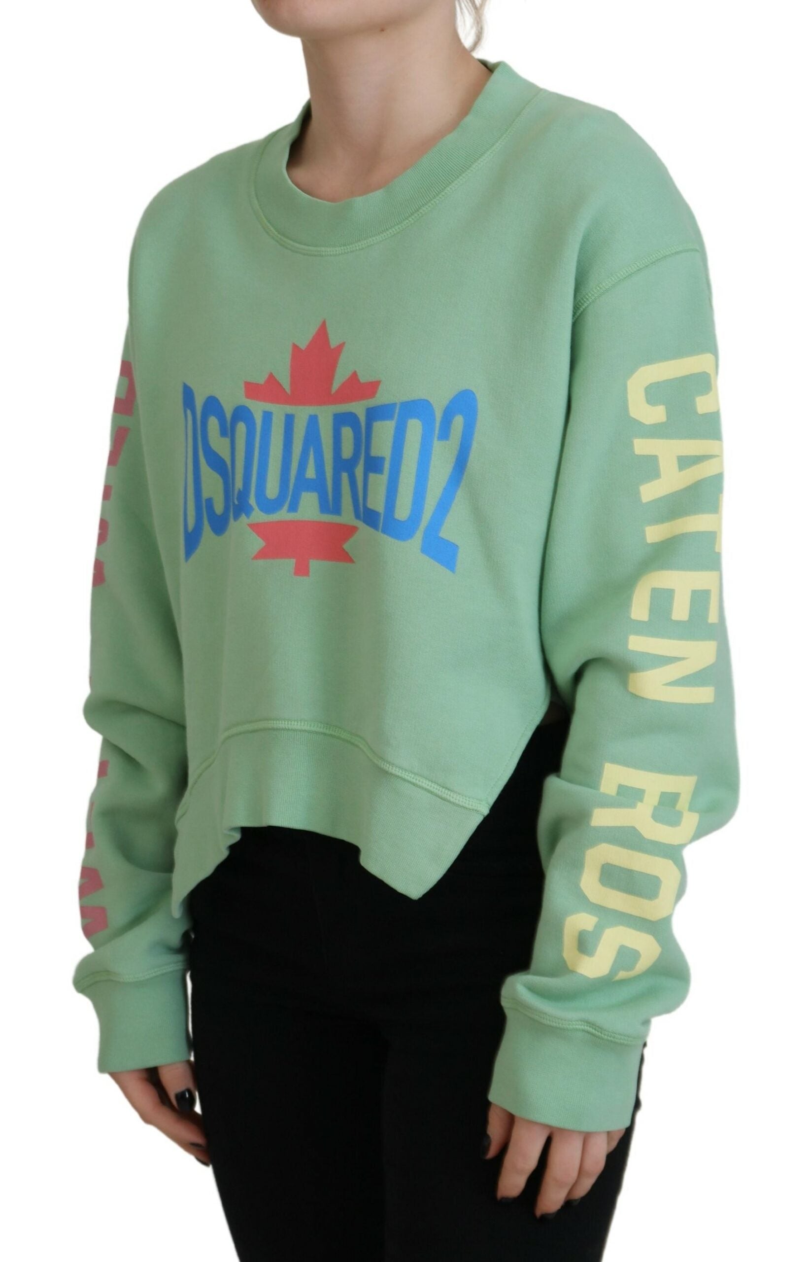 Dsquared² Green Logo Printed Crew Neck Long Sleeve Sweater | Regal Royce