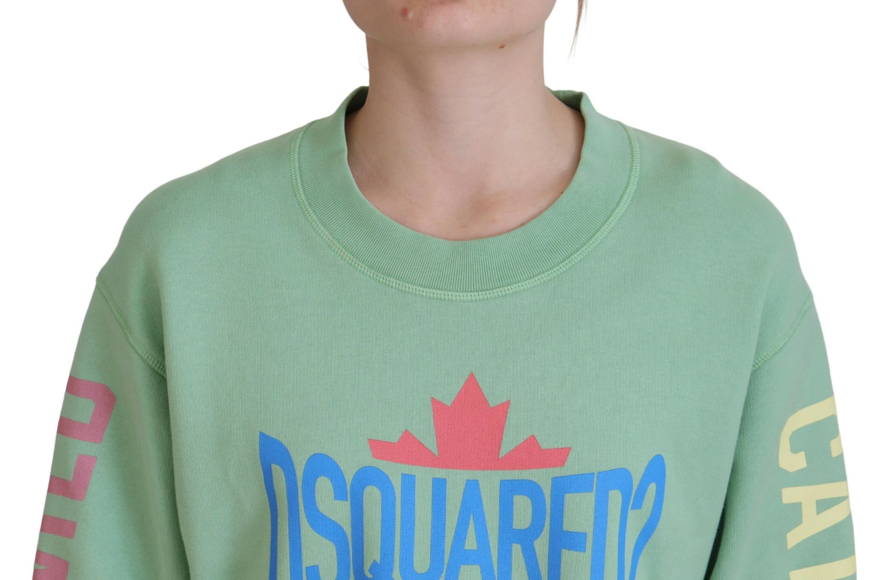 Dsquared² Green Logo Printed Crew Neck Long Sleeve Sweater | Regal Royce
