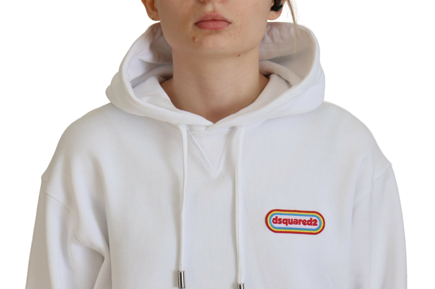 Dsquared² White Logo Patch Cotton Hoodie Sweatshirt Sweater | Regal Royce