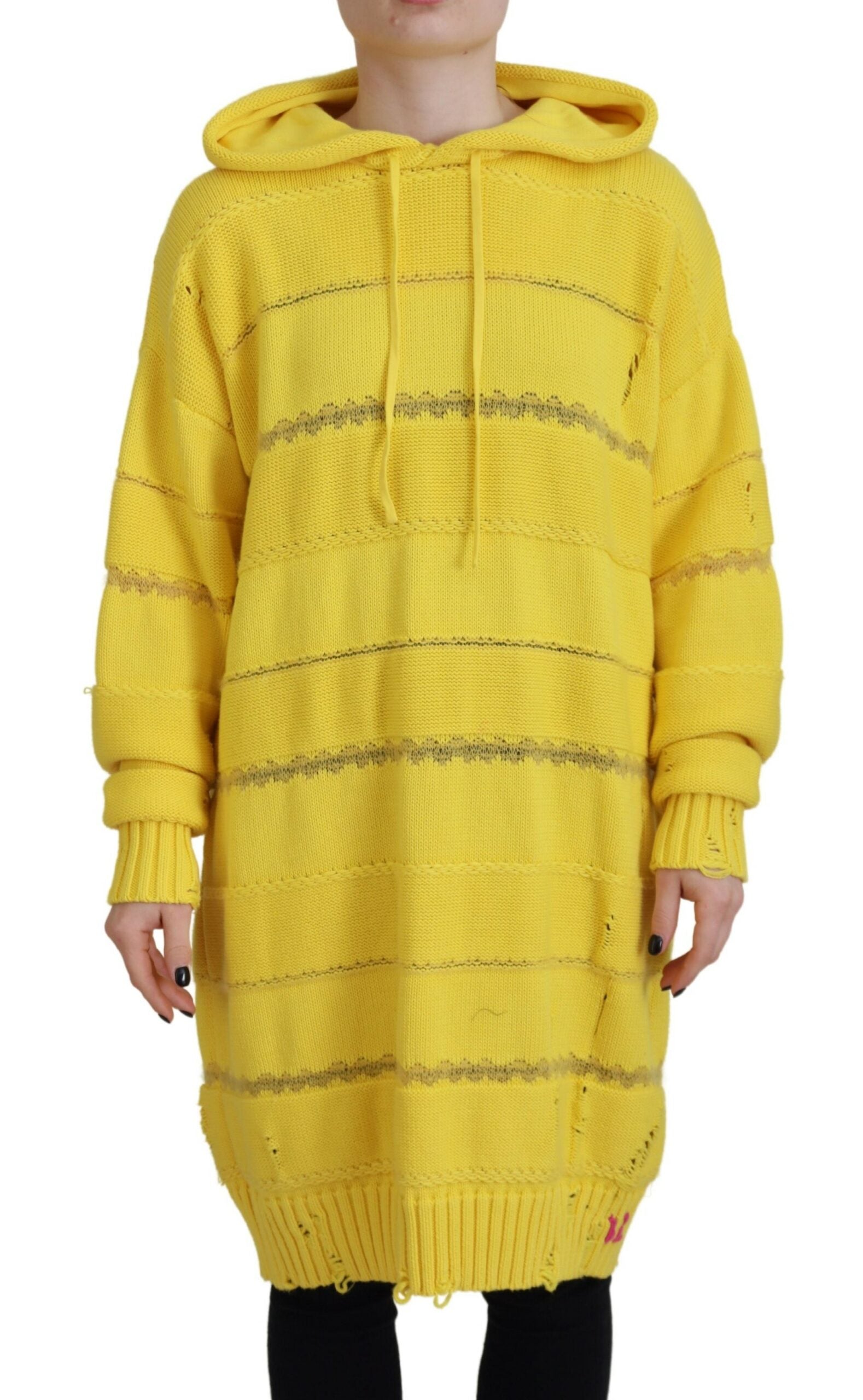 Dsquared² Yellow Cotton Knitted Hooded Pullover Sweater | Regal Royce