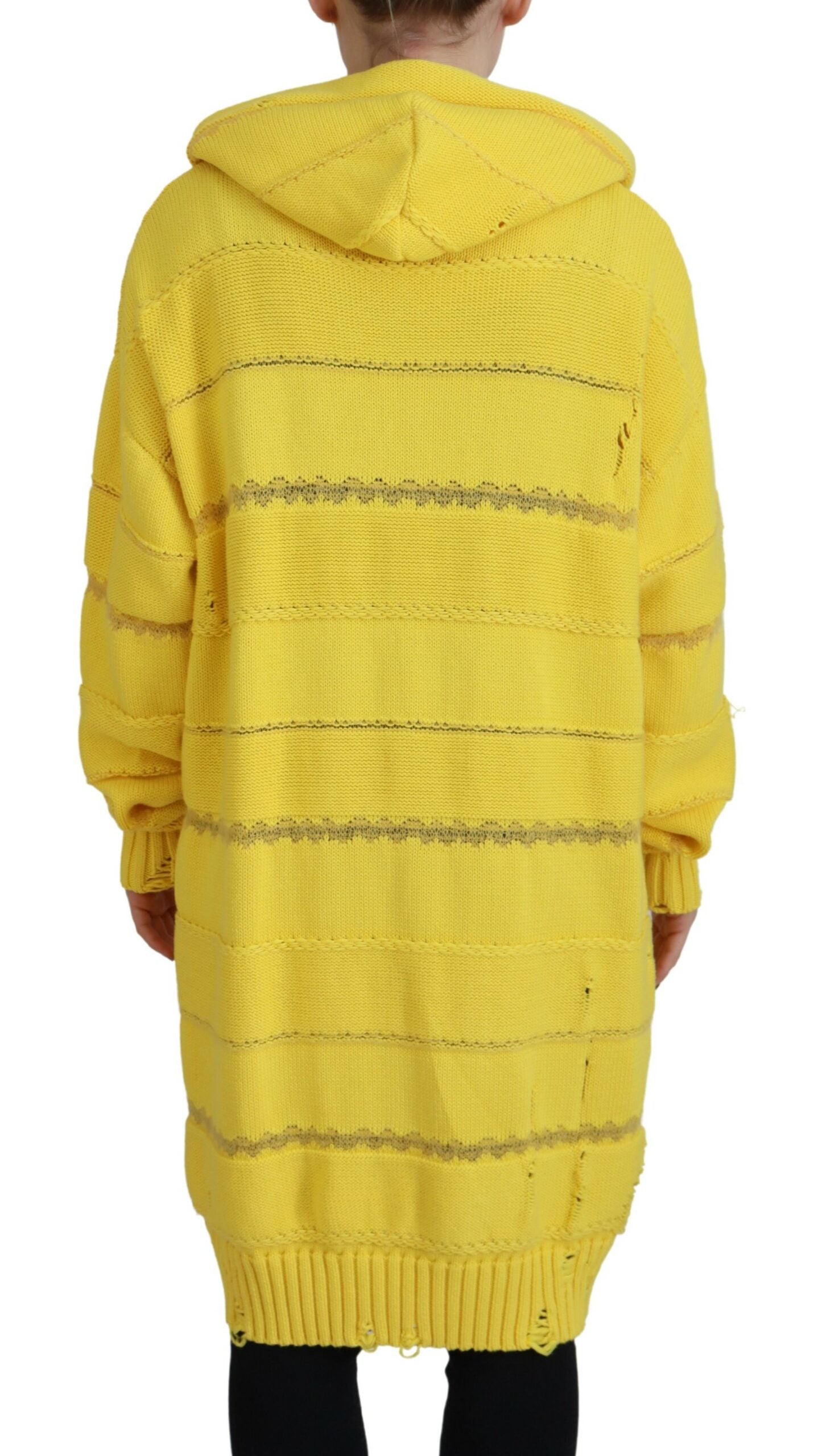 Dsquared² Yellow Cotton Knitted Hooded Pullover Sweater | Regal Royce