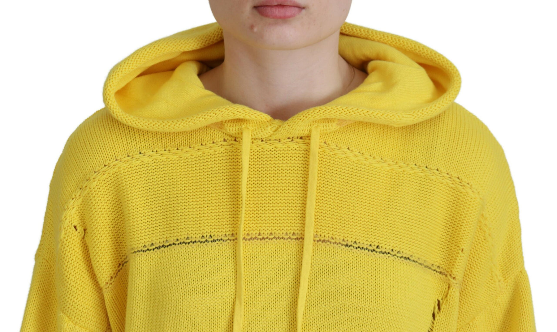Dsquared² Yellow Cotton Knitted Hooded Pullover Sweater | Regal Royce