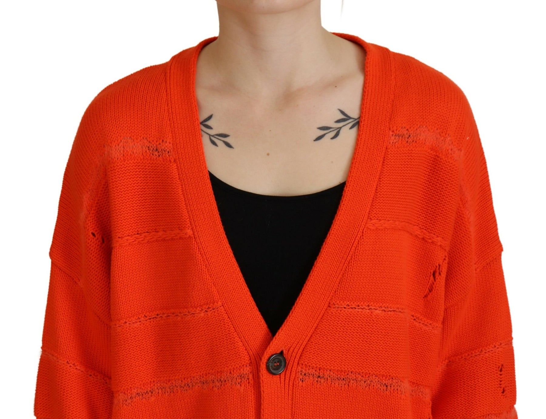 Dsquared² Orange Cotton Knitted Buttoned Cardigan Sweater | Regal Royce