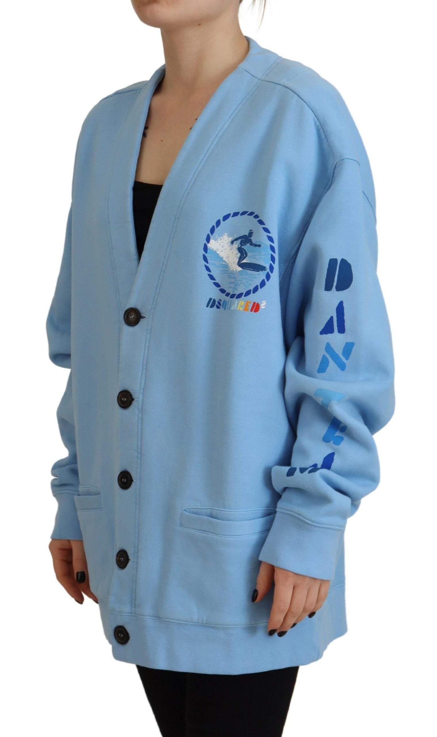 Dsquared² Blue Cotton Knitted Buttoned Cardigan Sweater | Regal Royce