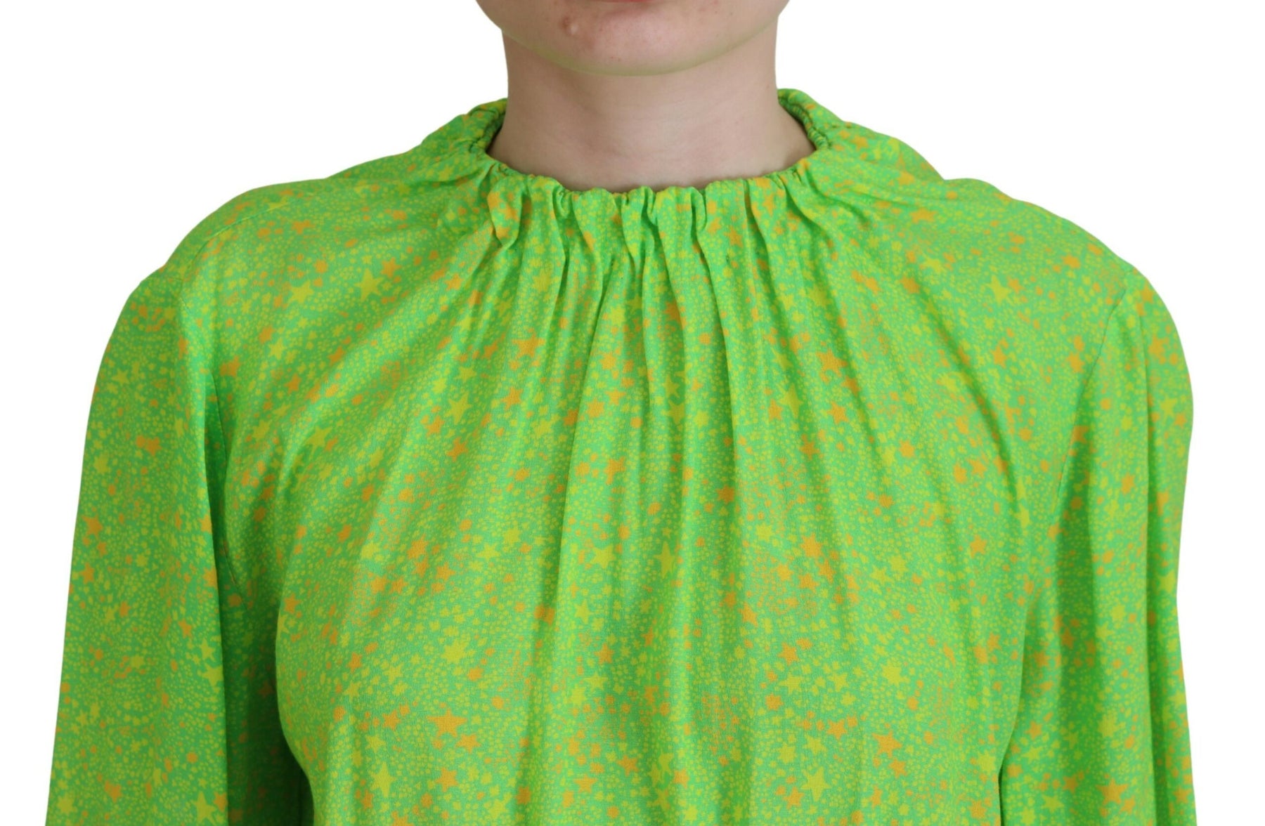 Dsquared² Green Stars Print Viscose Long Sleeves Blouse Top | Regal Royce