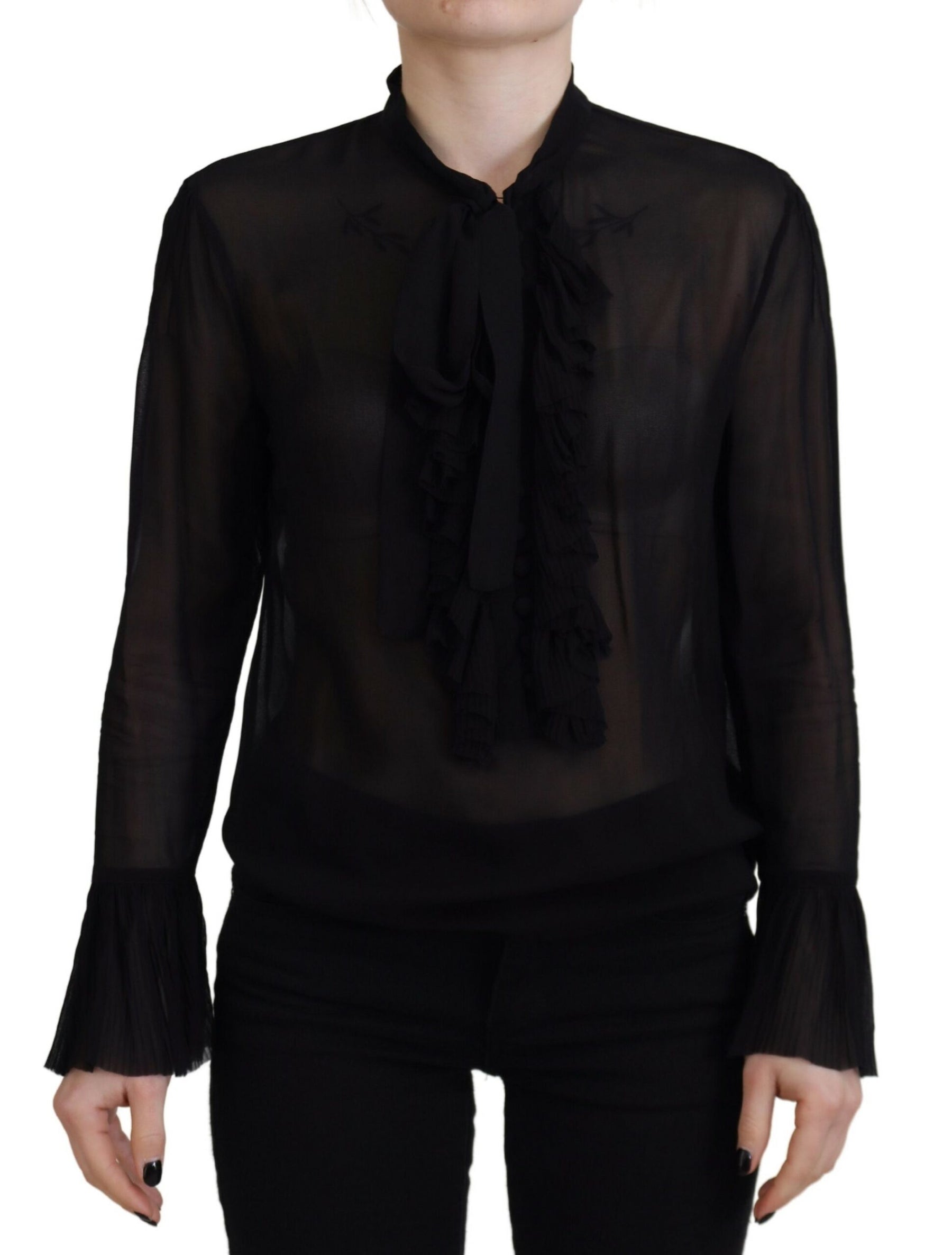 Dsquared² Black Viscose Long Sleeves See Through Blouse Top | Regal Royce