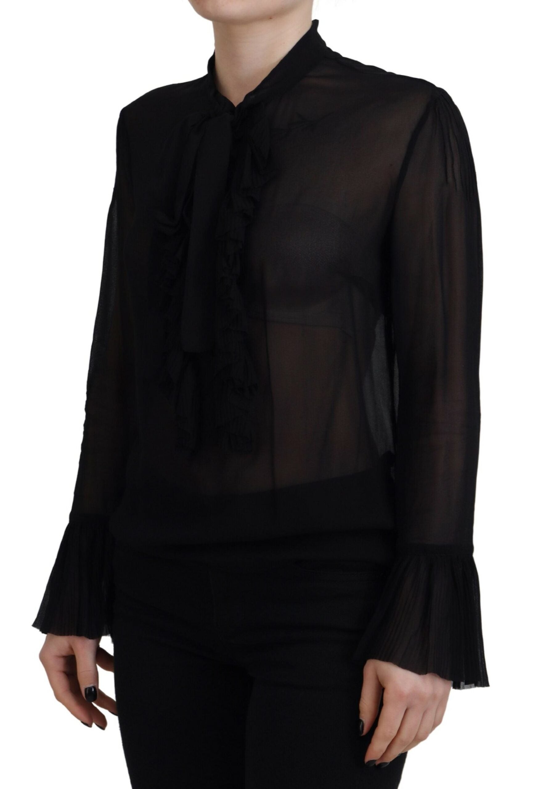 Dsquared² Black Viscose Long Sleeves See Through Blouse Top | Regal Royce