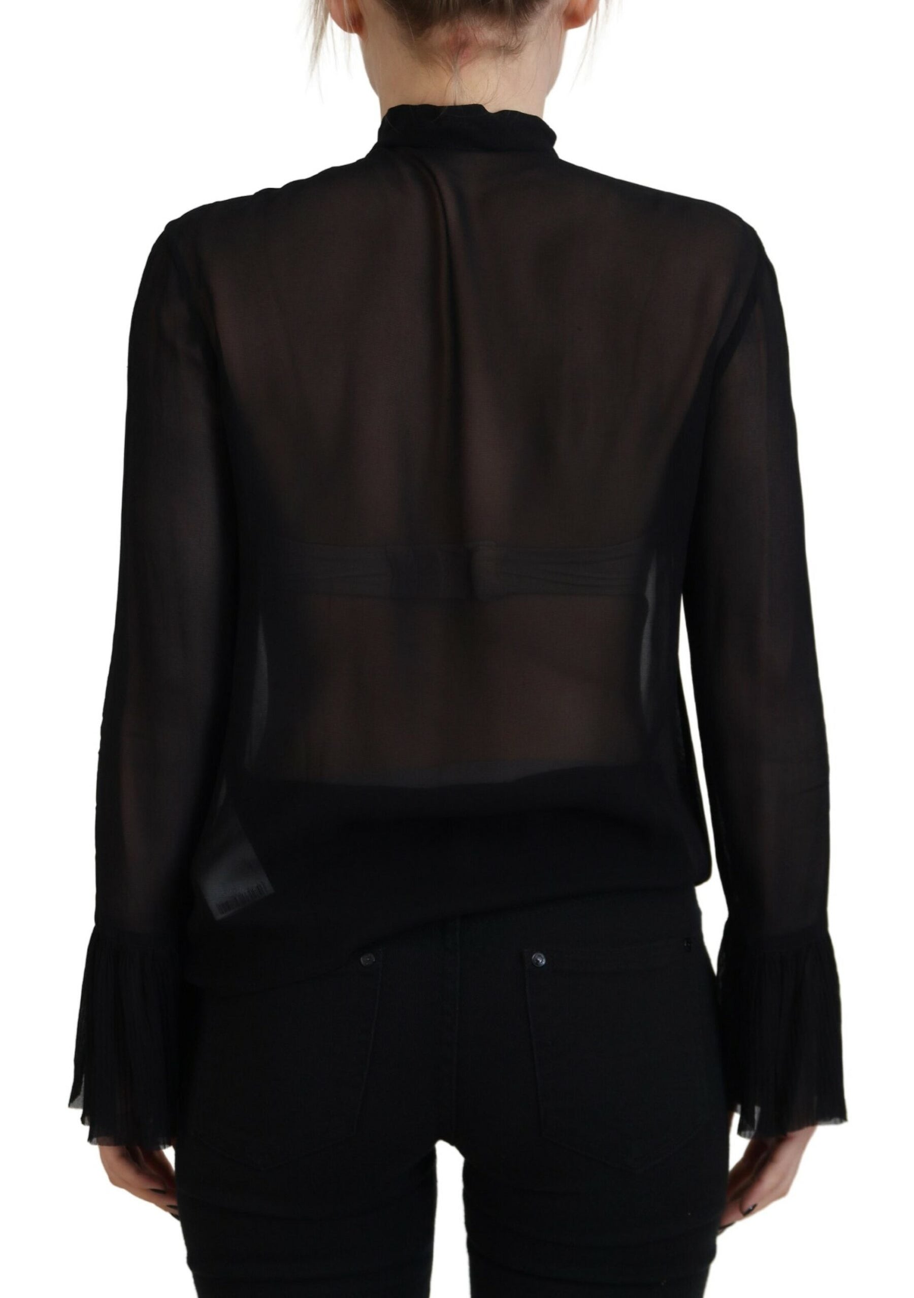 Dsquared² Black Viscose Long Sleeves See Through Blouse Top | Regal Royce