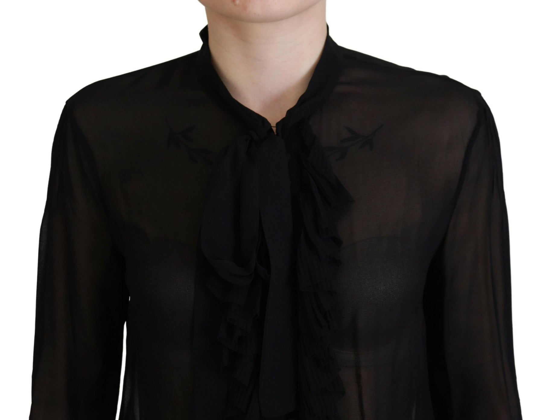 Dsquared² Black Viscose Long Sleeves See Through Blouse Top | Regal Royce