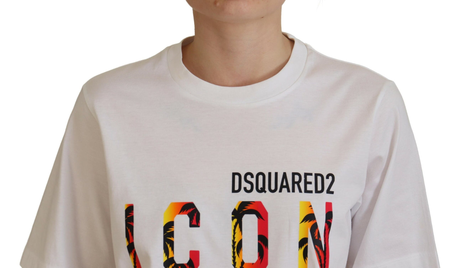 Dsquared² White Cotton Shiny Icon East Tee Crewneck T-shirt | Regal Royce