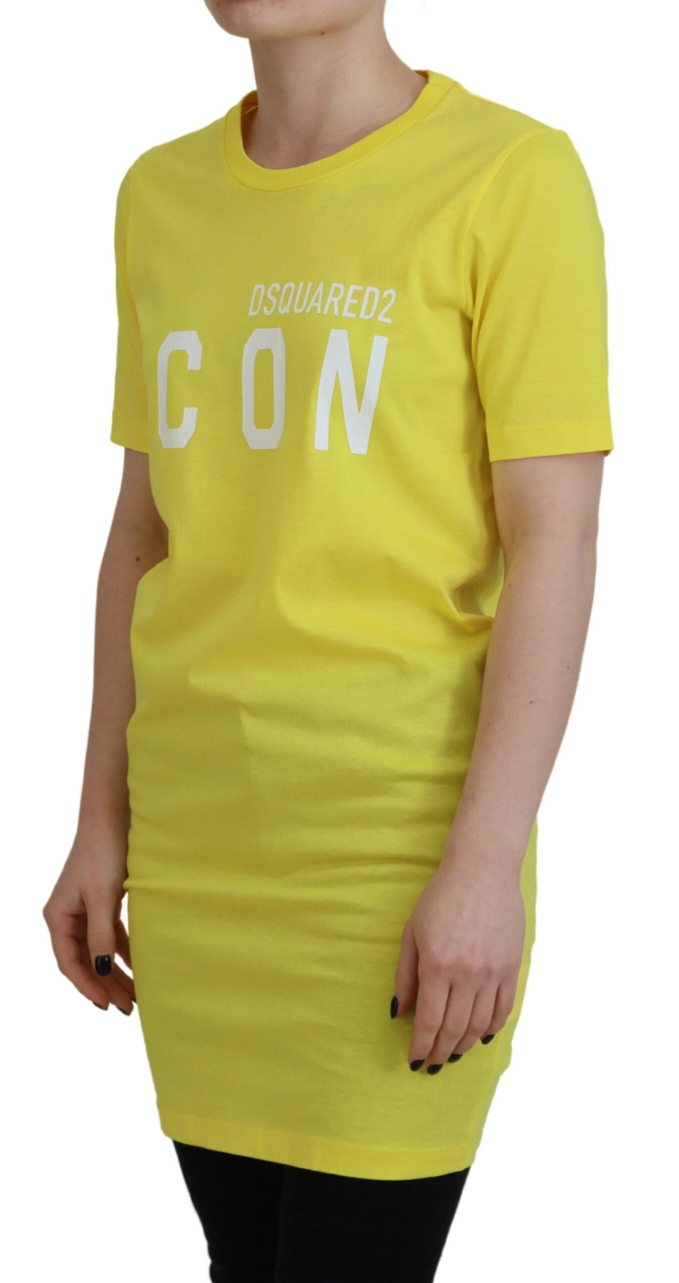 Dsquared² Yellow CottonShiny Icon Renny Dress Crewneck T-shirt | Regal Royce