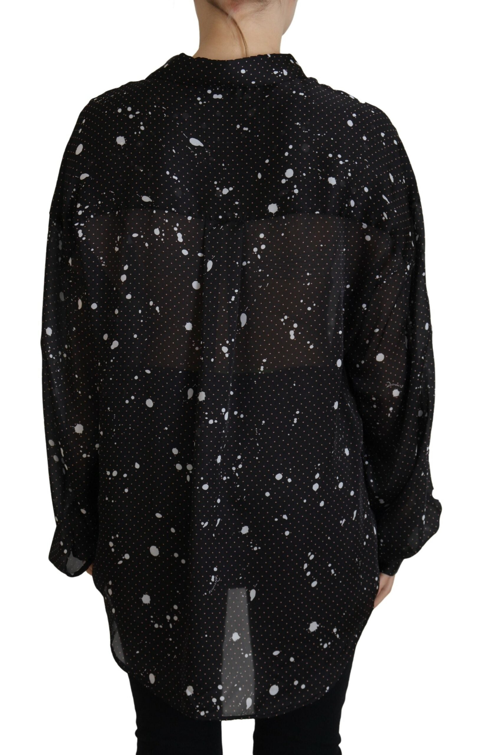 Dsquared² Black Polka Dots Collared Button Down Blouse Top | Regal Royce