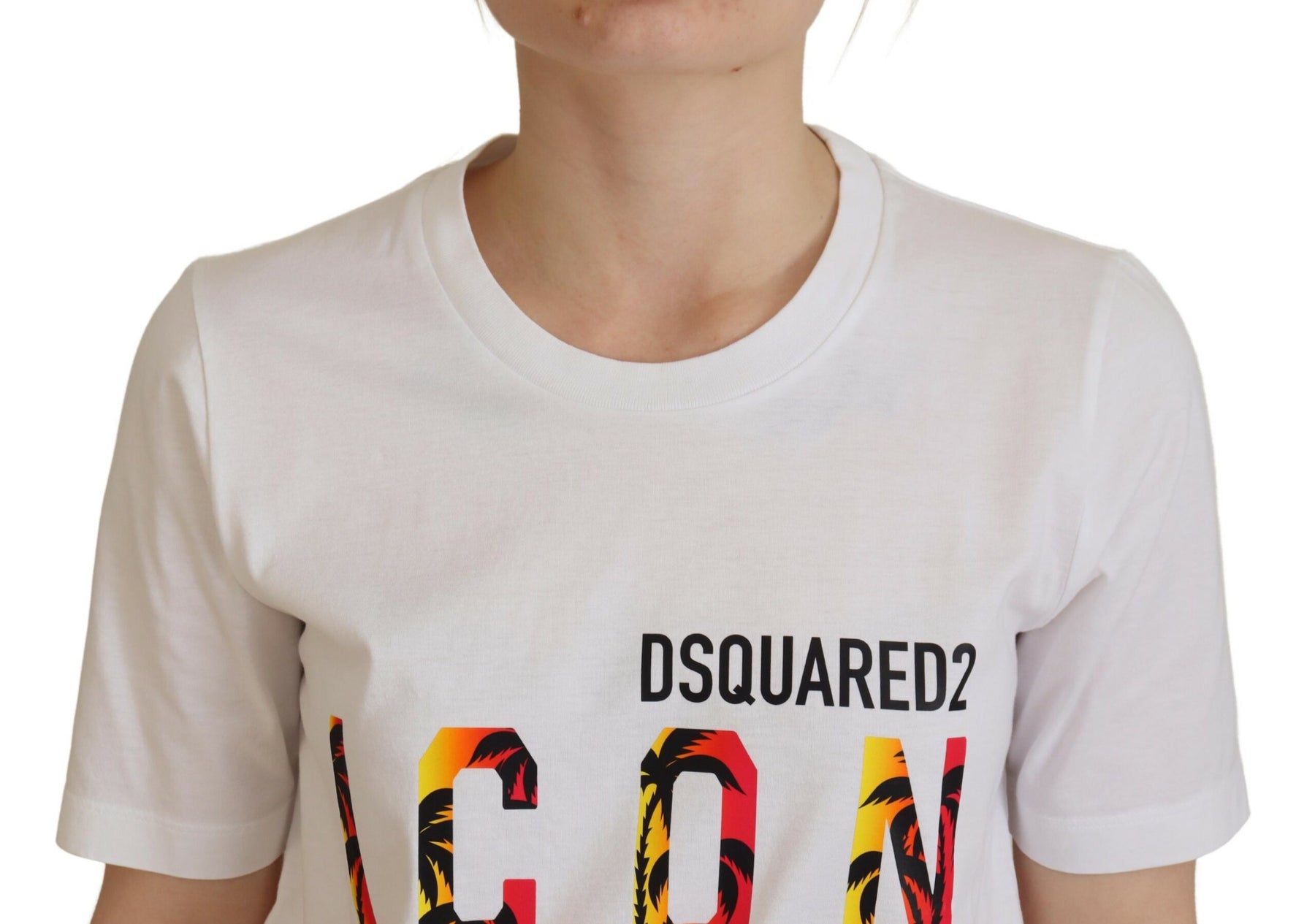 Dsquared² White Cotton Icon Logo Print Crewneck T-shirt | Regal Royce