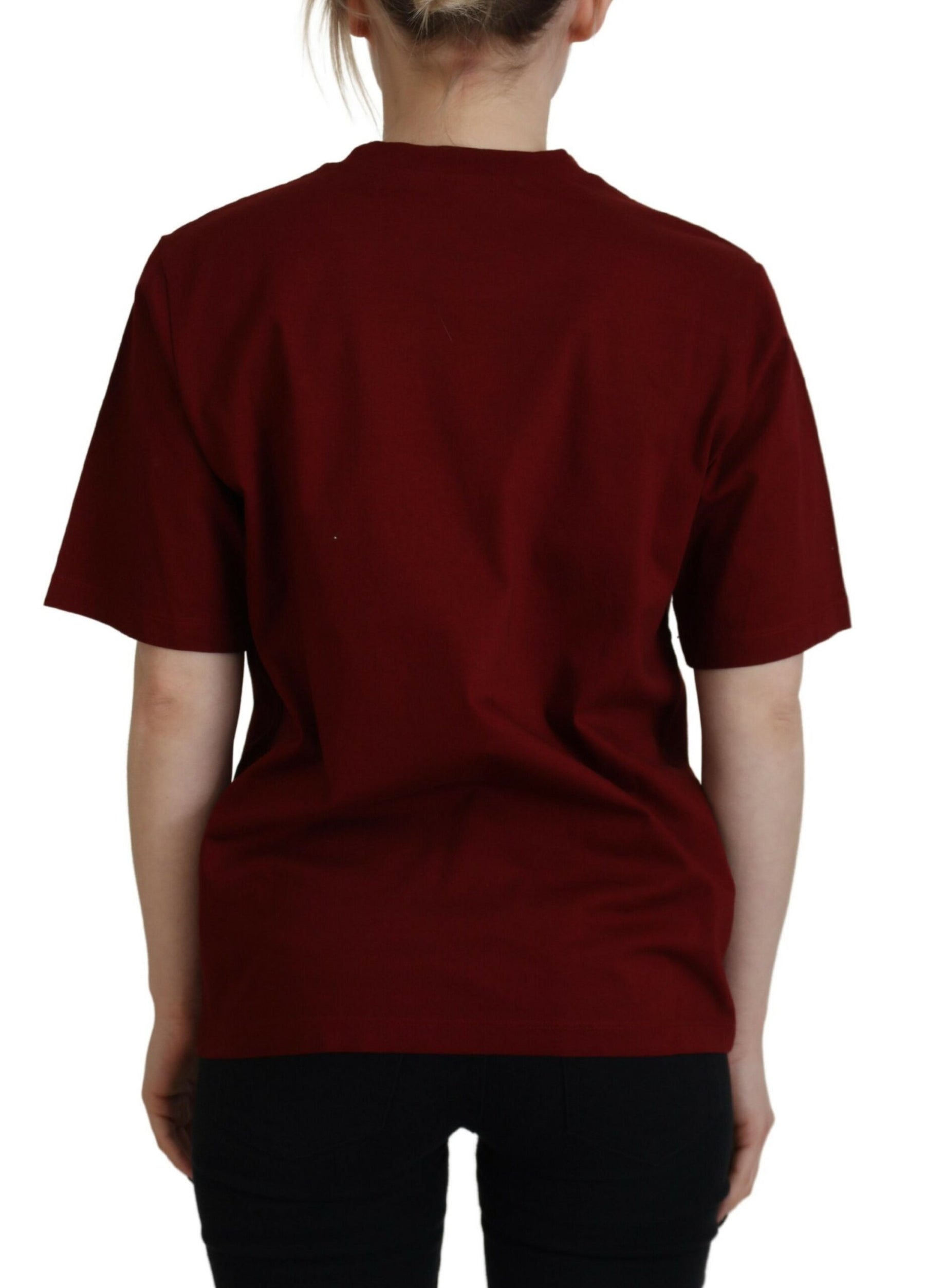 Dsquared² Maroon Logo Cotton Crewneck Short Sleeve Tee T-shirt | Regal Royce
