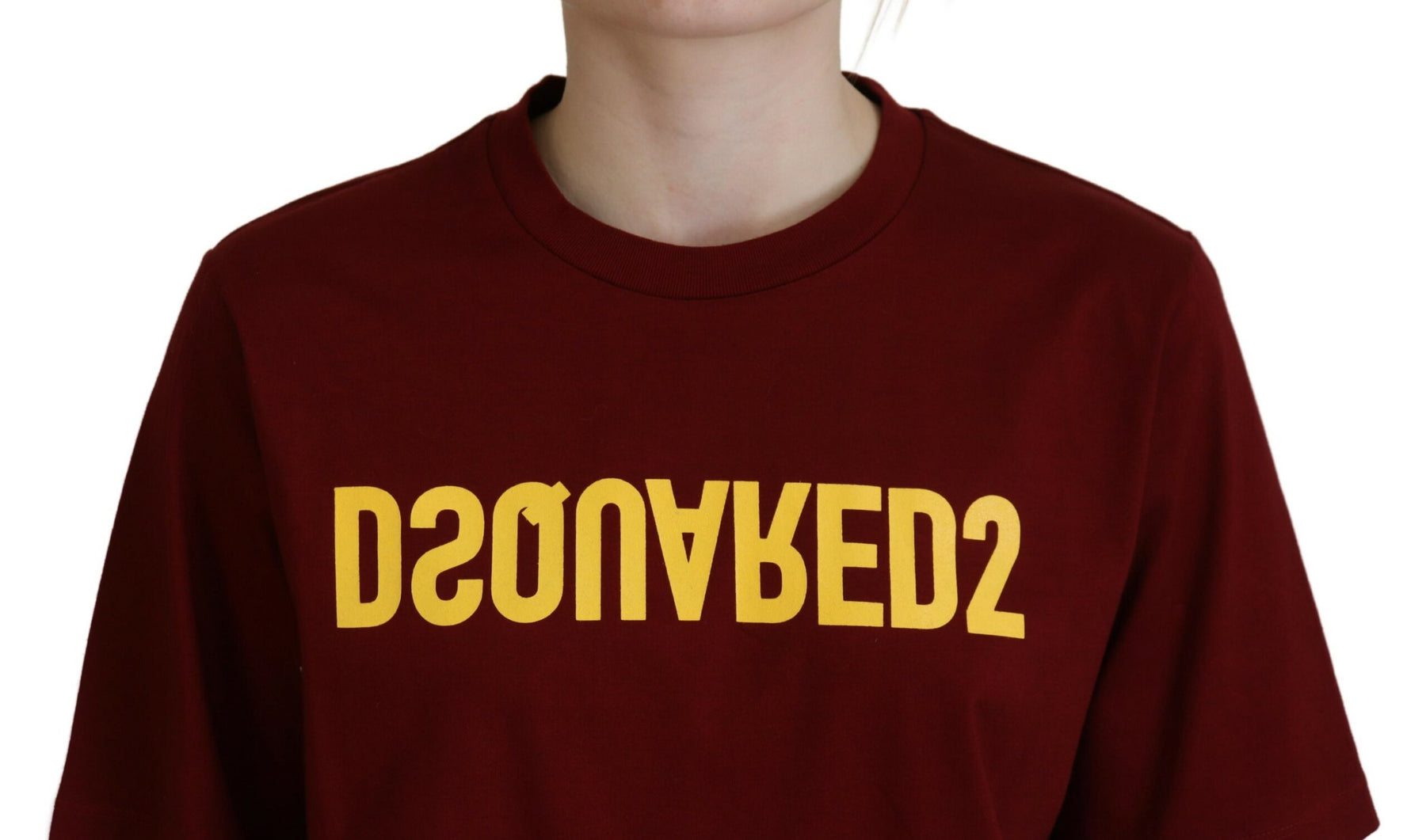 Dsquared² Maroon Logo Cotton Crewneck Short Sleeve Tee T-shirt | Regal Royce