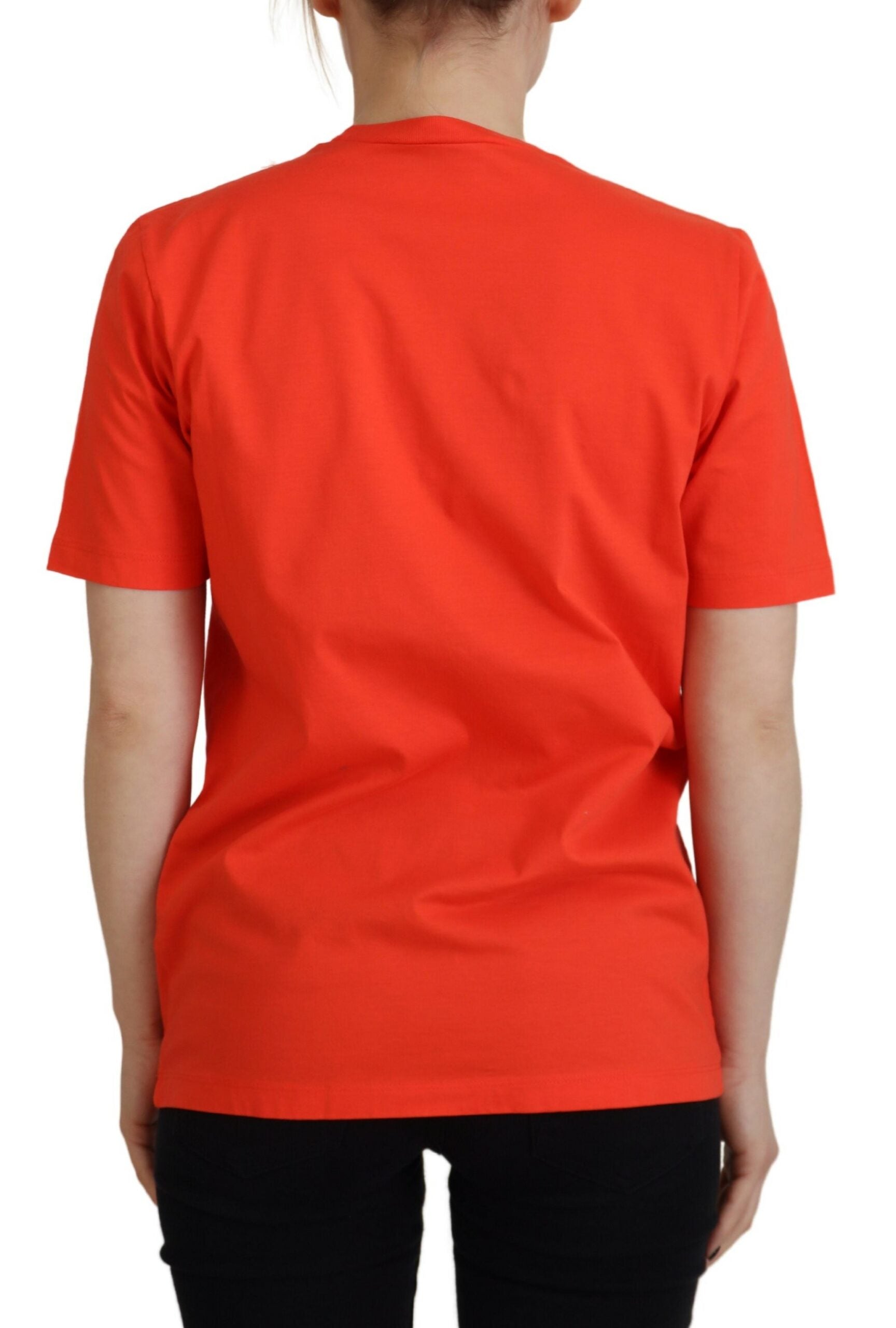 Dsquared² Orange Cotton Shiny Icon East Tee Crewneck T-shirt | Regal Royce