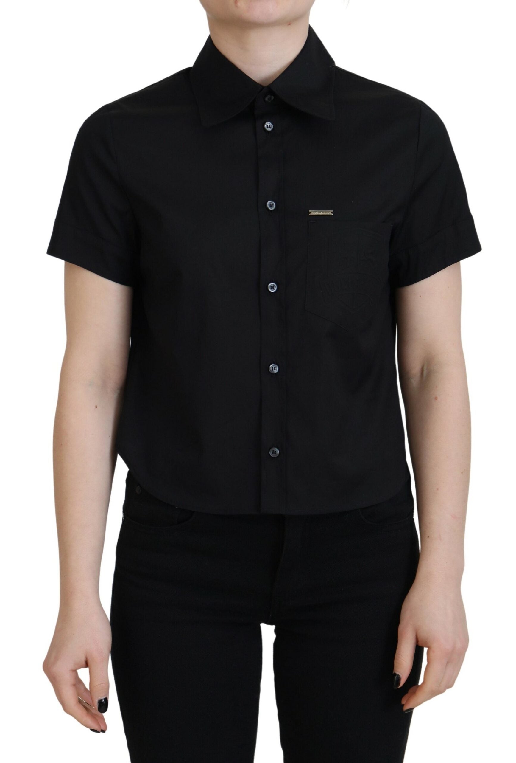 Dsquared² Black Collared Button Down Short Sleeves Polo Top | Regal Royce