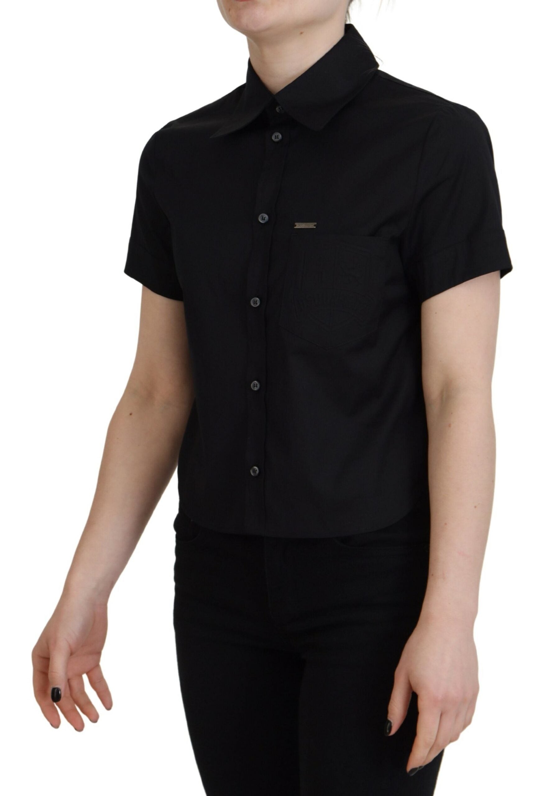 Dsquared² Black Collared Button Down Short Sleeves Polo Top | Regal Royce