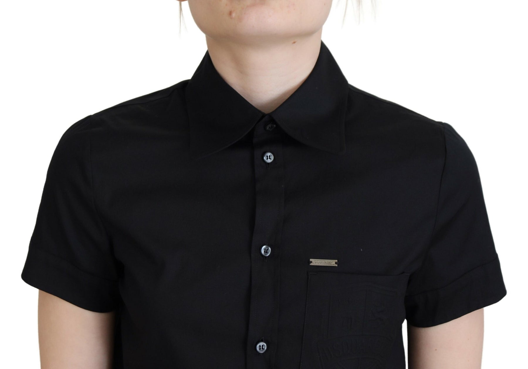 Dsquared² Black Collared Button Down Short Sleeves Polo Top | Regal Royce