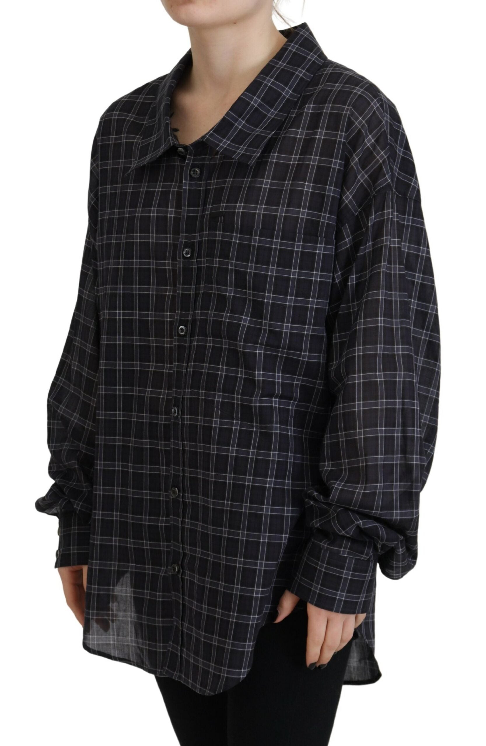 Dsquared² Black Checkered Collared Button Long Sleeves Shirt | Regal Royce