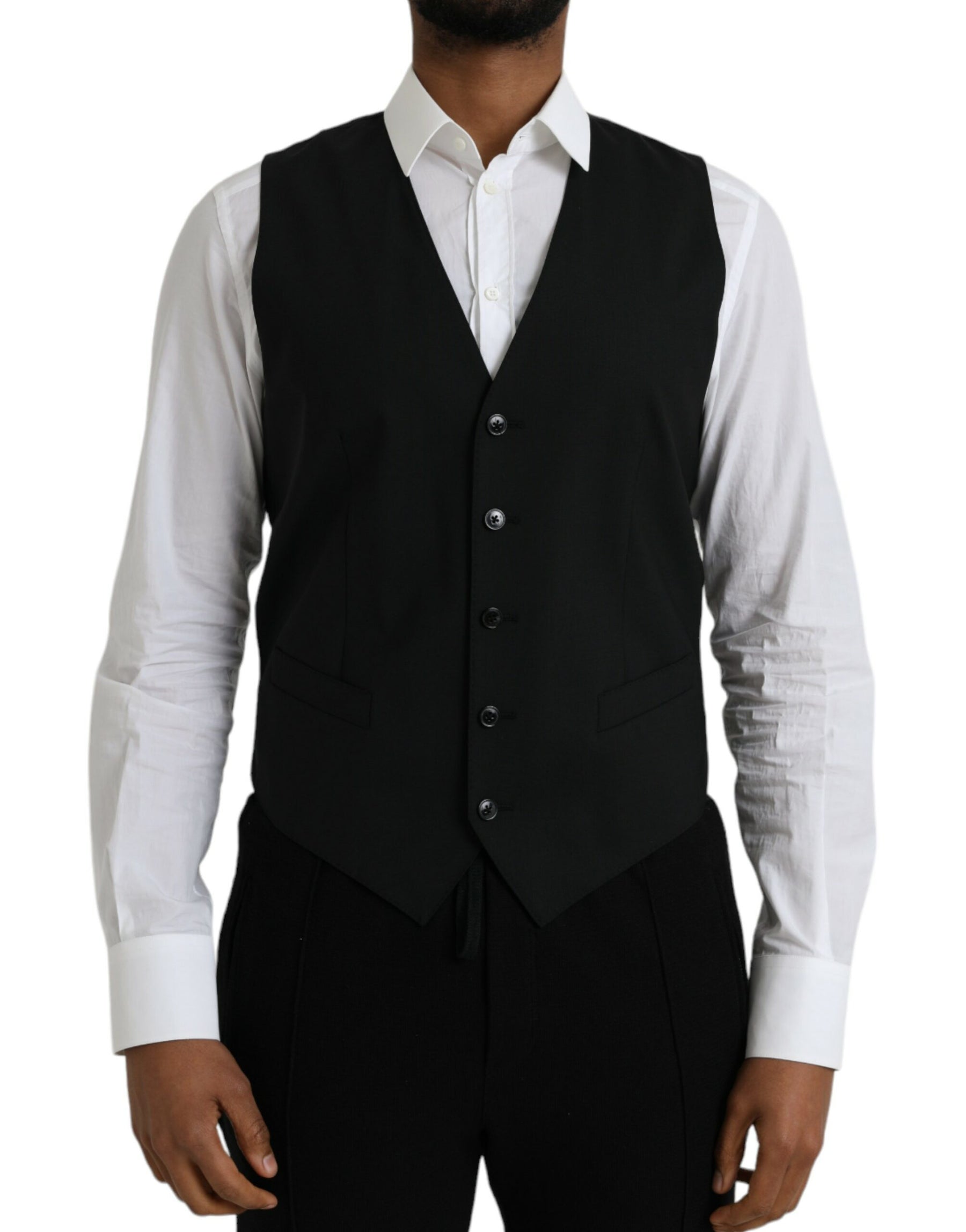 Dolce & Gabbana Black Wool Formal Dress Waistcoat Vest | Regal Royce