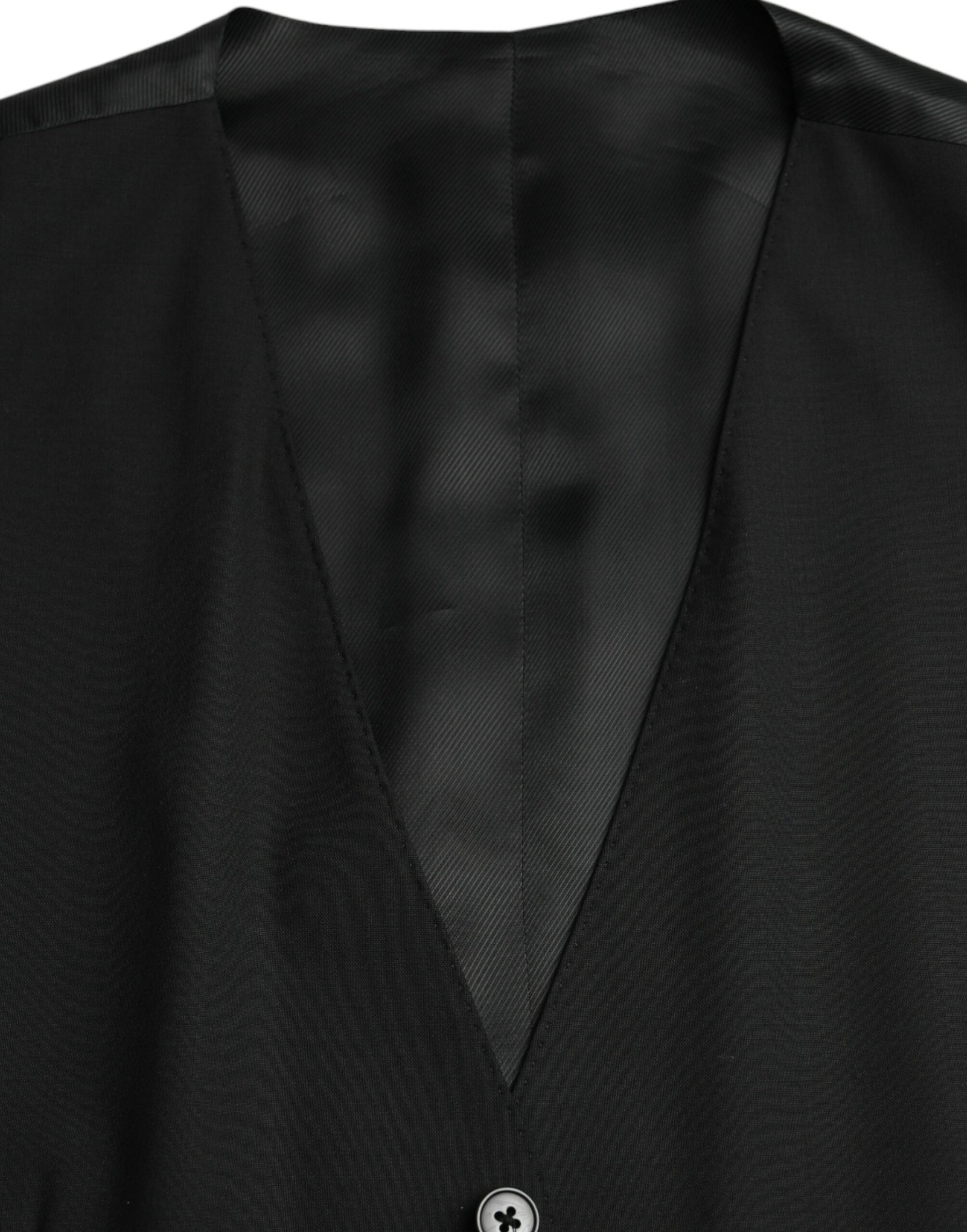 Dolce & Gabbana Black Wool Formal Dress Waistcoat Vest | Regal Royce