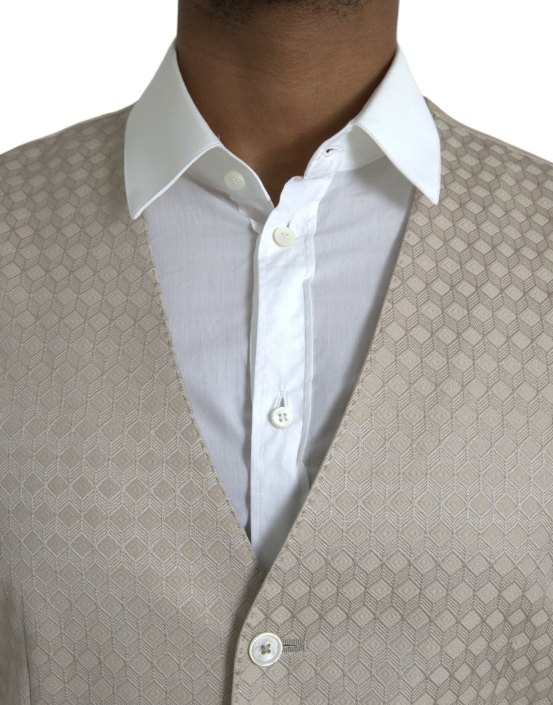 Dolce & Gabbana Off White Cotton Waistcoat Dress Formal Vest | Regal Royce