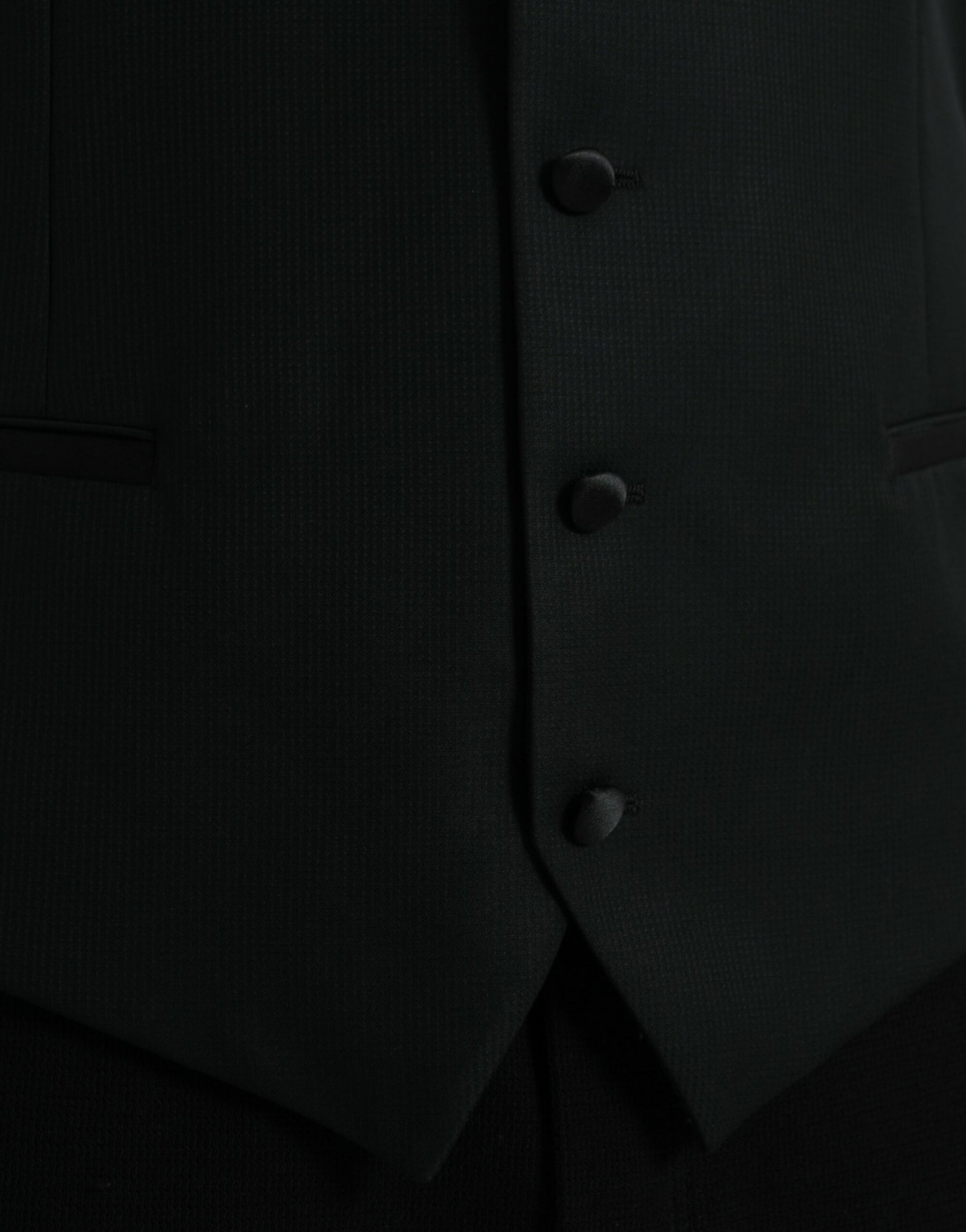 Dolce & Gabbana Black Wool Waistcoat Dress Formal Vest | Regal Royce