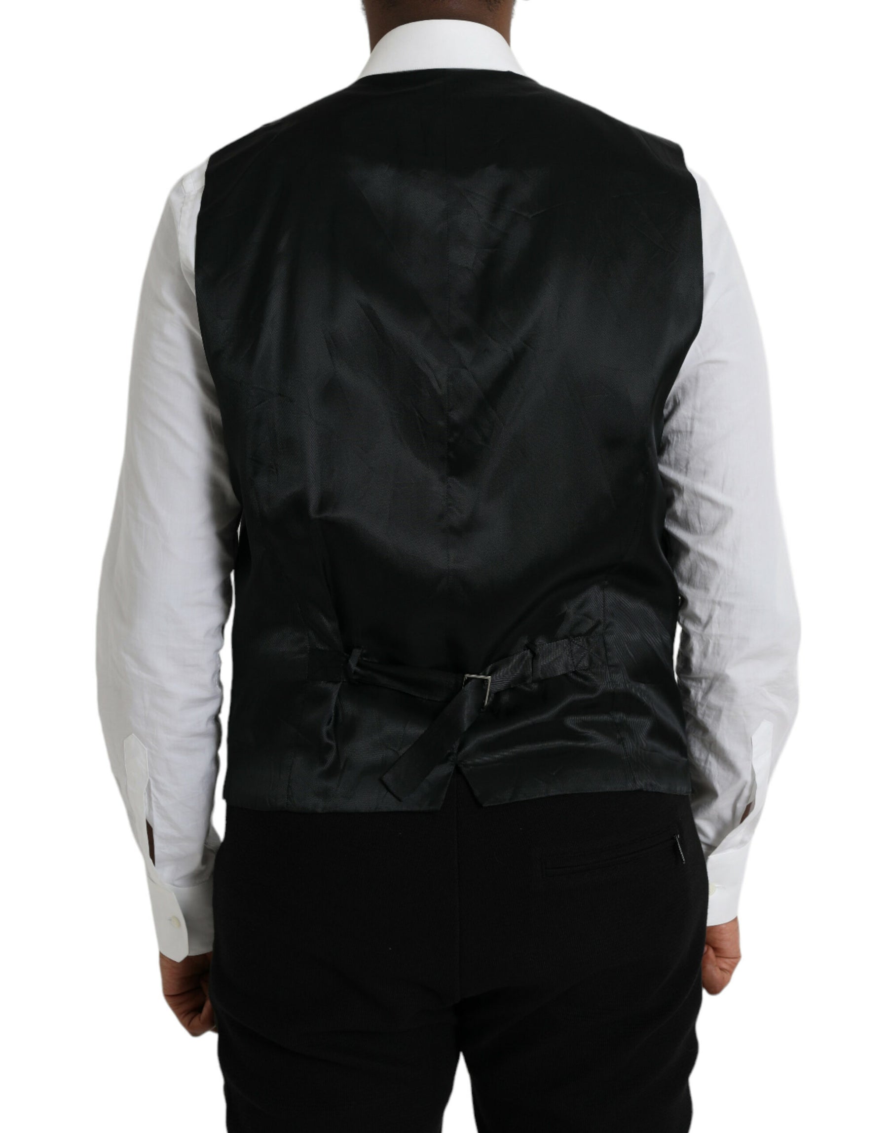 Dolce & Gabbana Black Wool Waistcoat Dress Formal Vest | Regal Royce