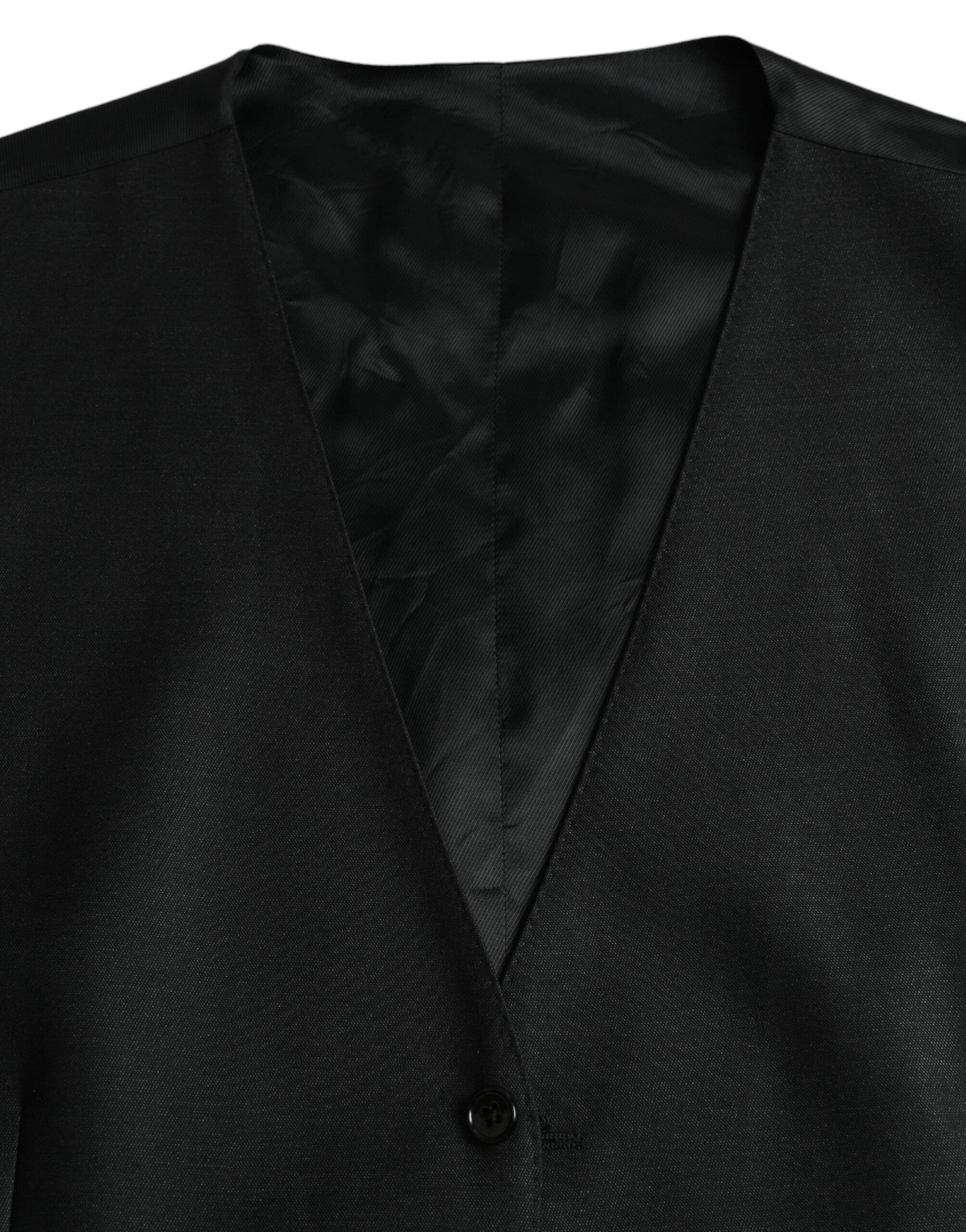Dolce & Gabbana Black Wool Waistcoat Dress Formal Vest | Regal Royce