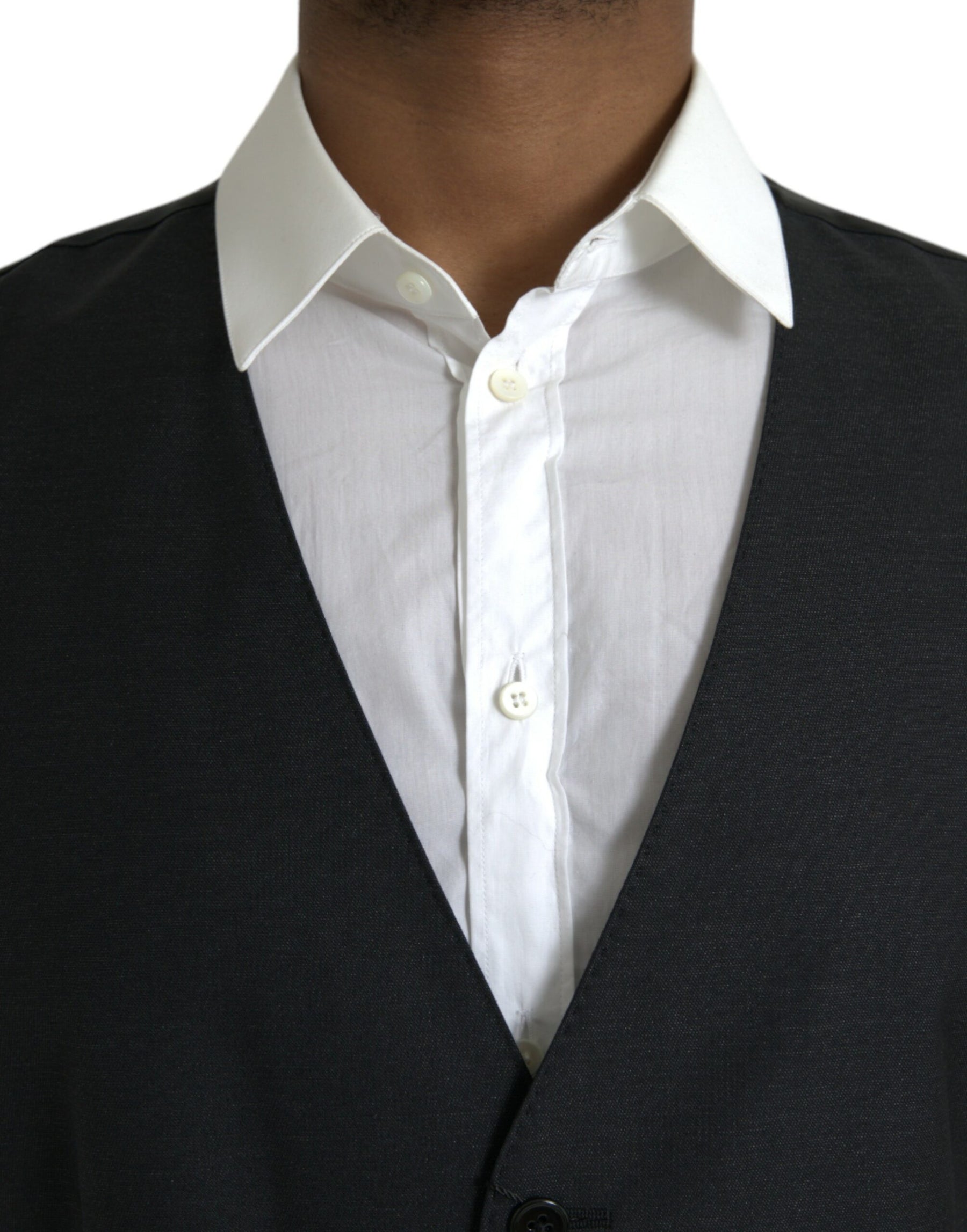 Dolce & Gabbana Black Wool Waistcoat Dress Formal Vest | Regal Royce
