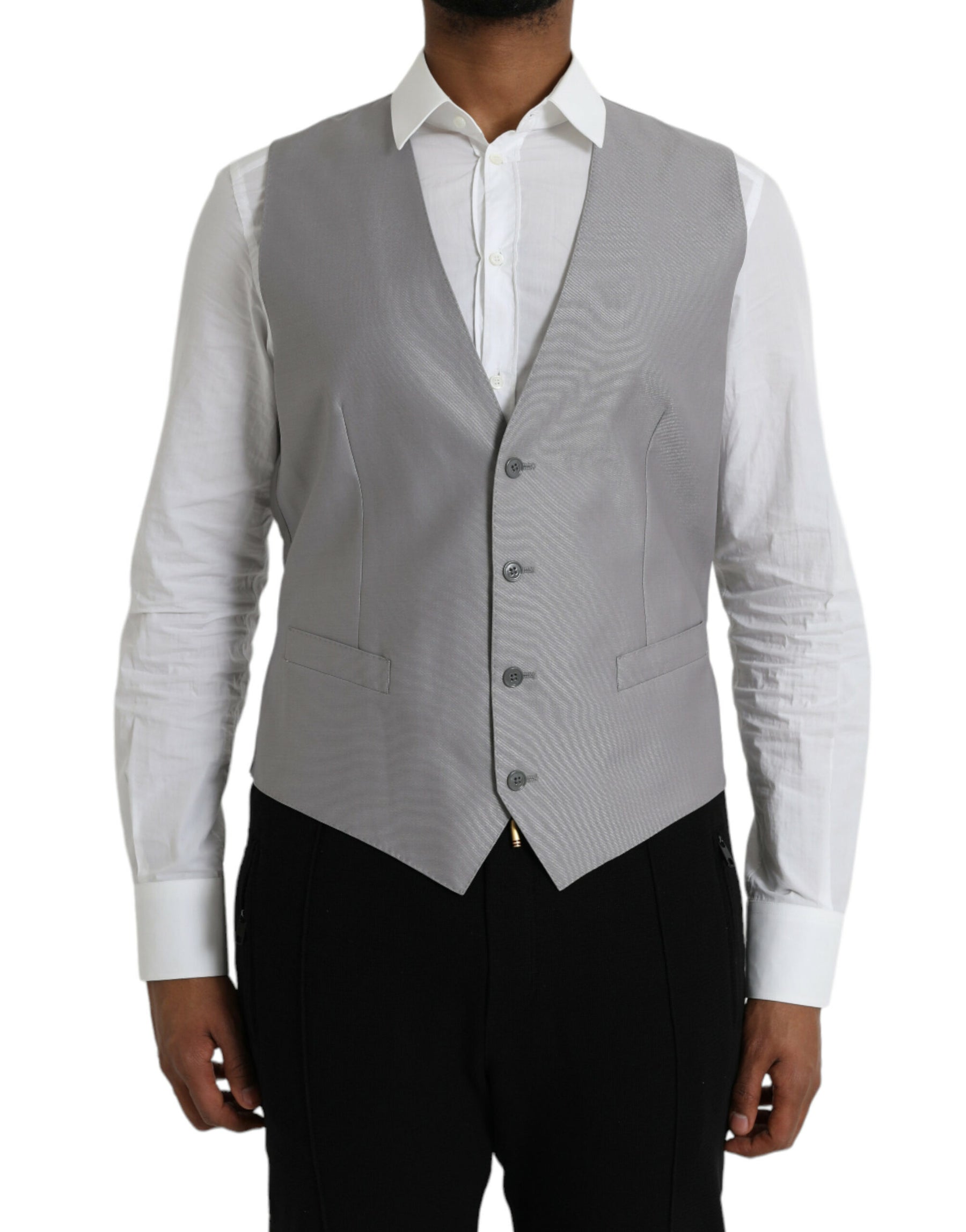 Dolce & Gabbana Light Gray Wool Formal Dress Waistcoat Vest | Regal Royce