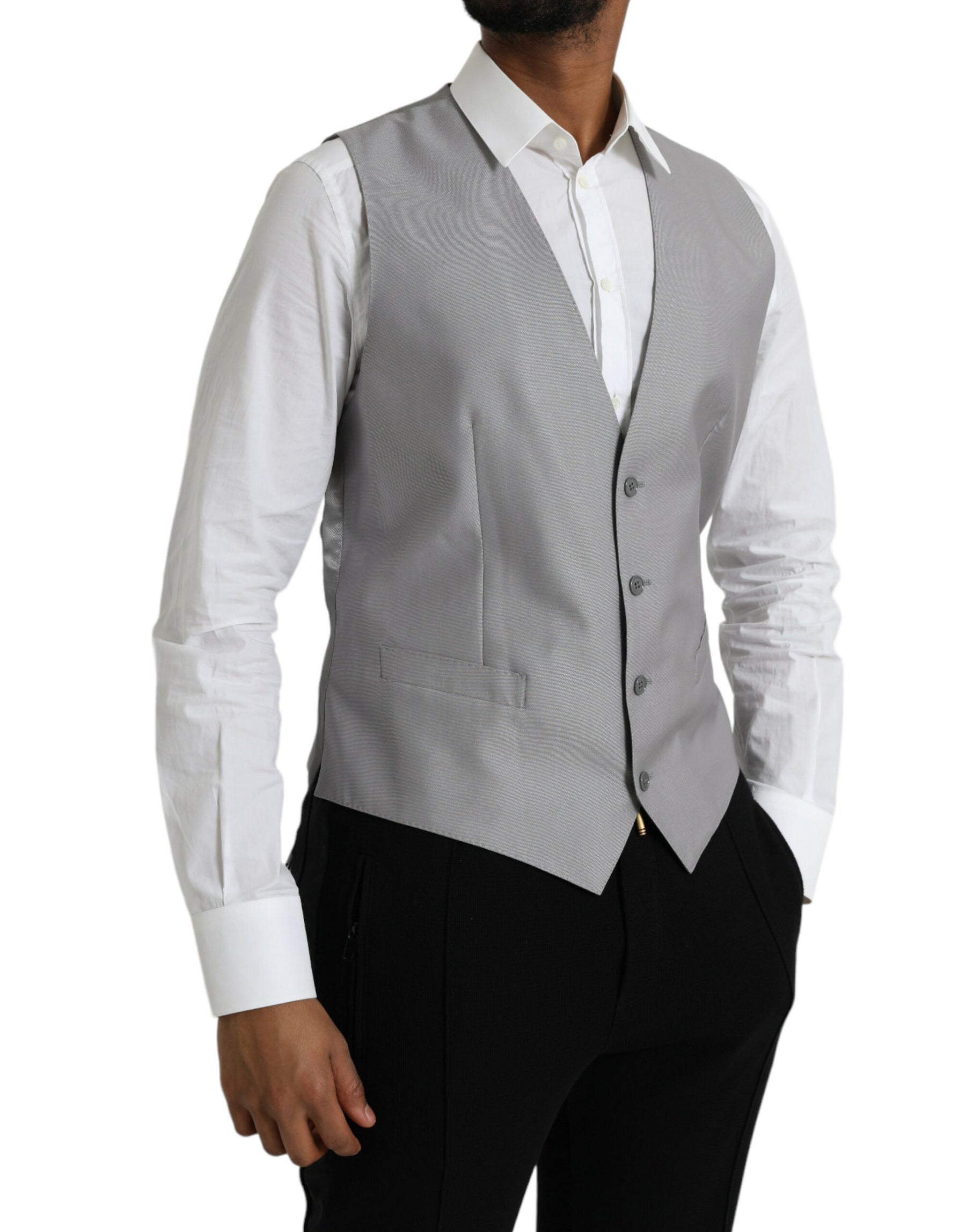 Dolce & Gabbana Light Gray Wool Formal Dress Waistcoat Vest | Regal Royce