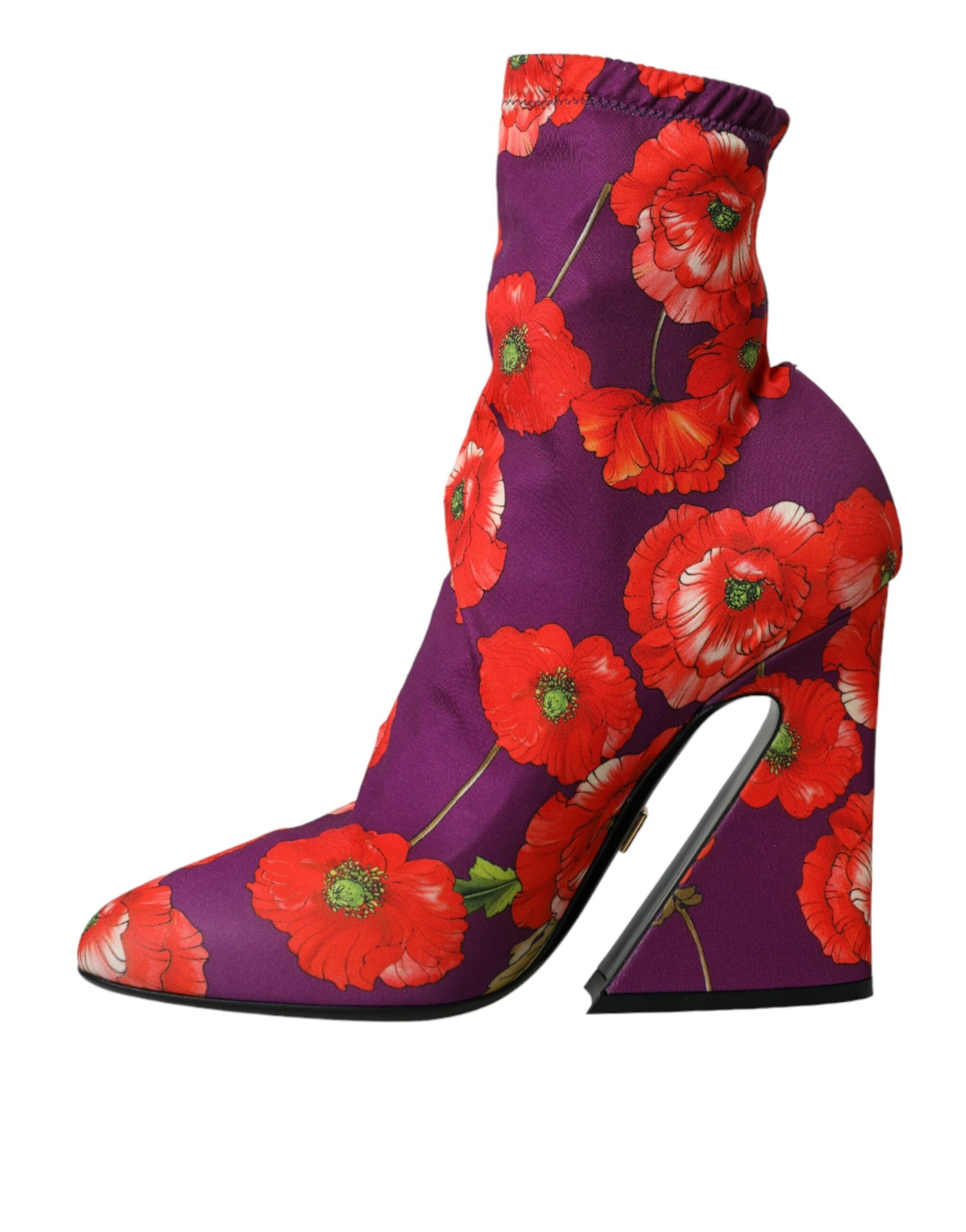 Dolce & Gabbana Purple Floral Jersey Stretch Boots Shoes | Regal Royce