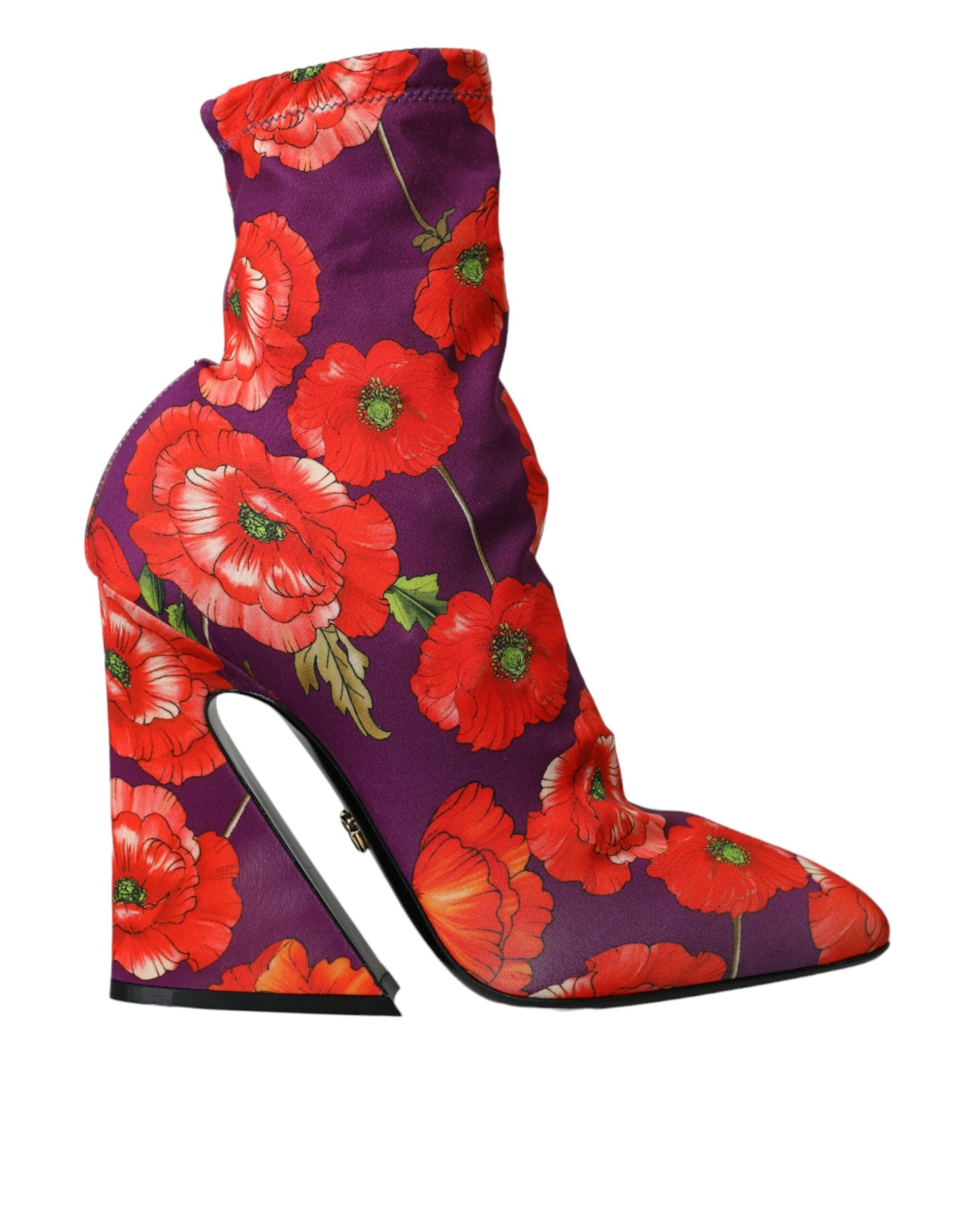 Dolce & Gabbana Purple Floral Jersey Stretch Boots Shoes | Regal Royce