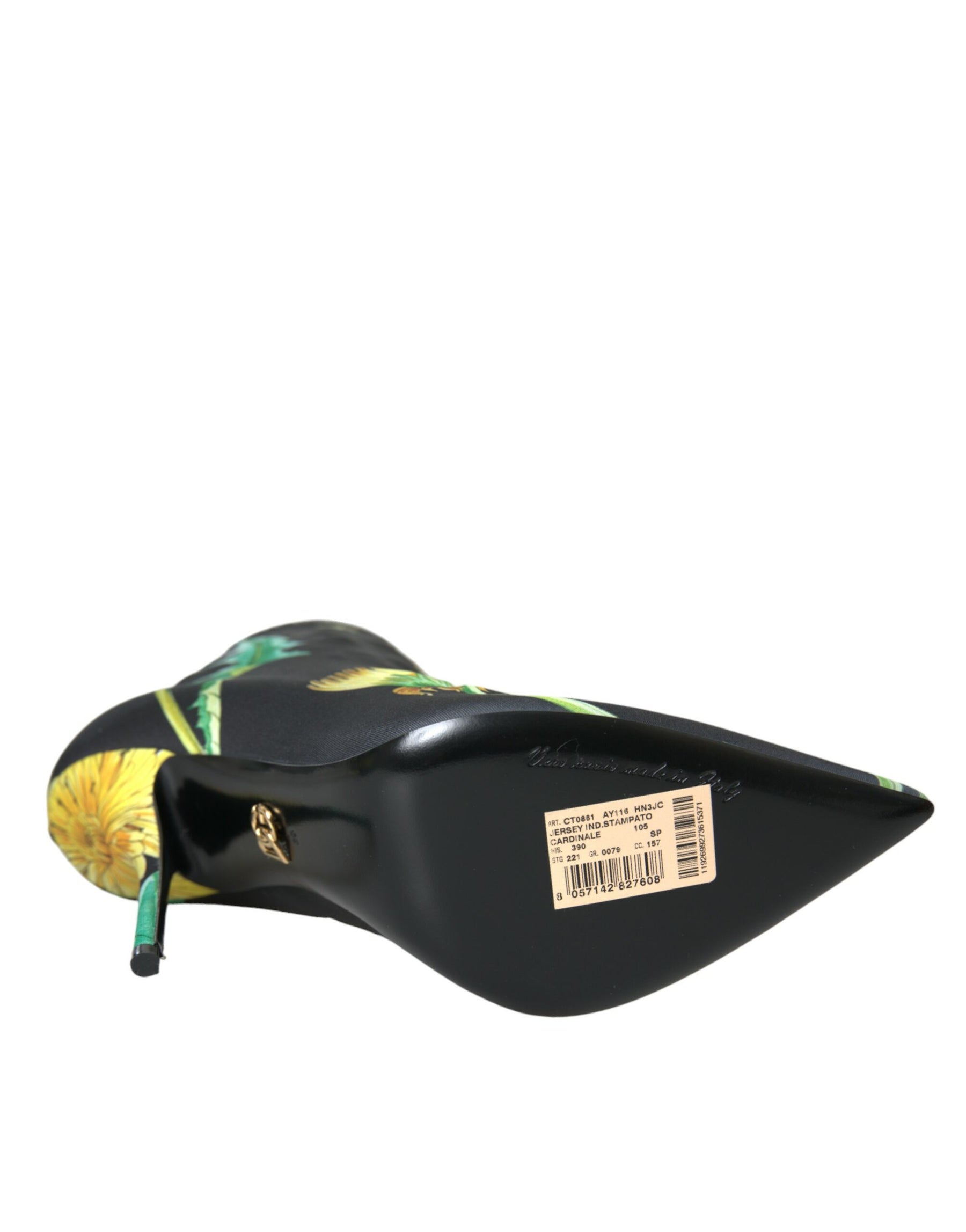 Dolce & Gabbana Black Floral Jersey Stretch Ankle Boots Shoes | Regal Royce