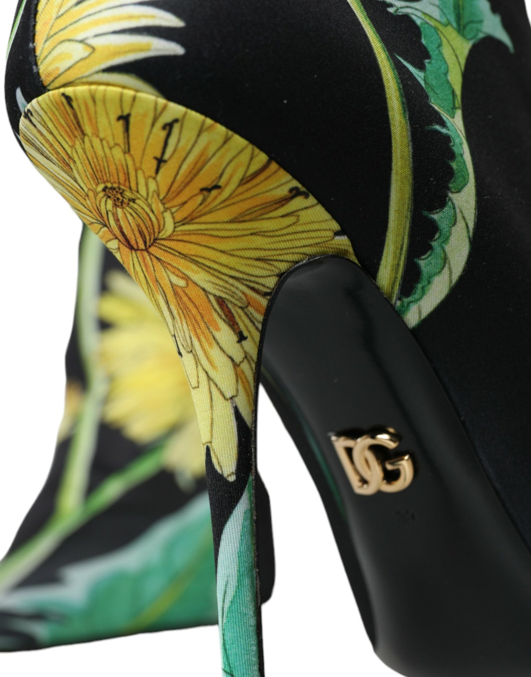 Dolce & Gabbana Black Floral Jersey Stretch Ankle Boots Shoes | Regal Royce